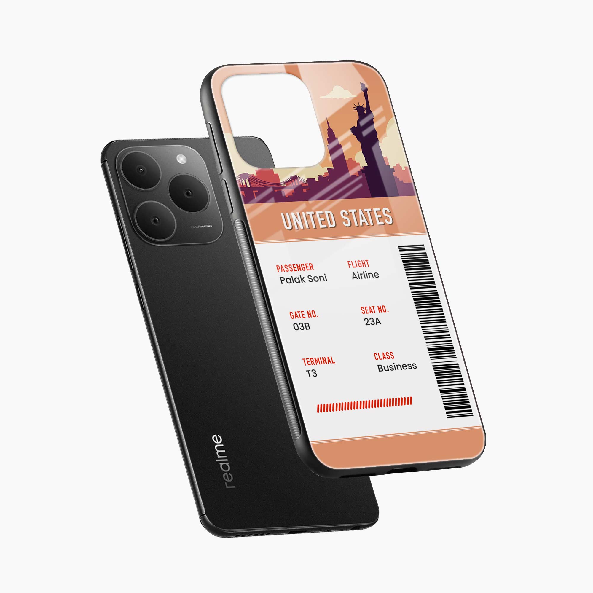 United States Boarding Pass Realme 15t 5G Back Cover