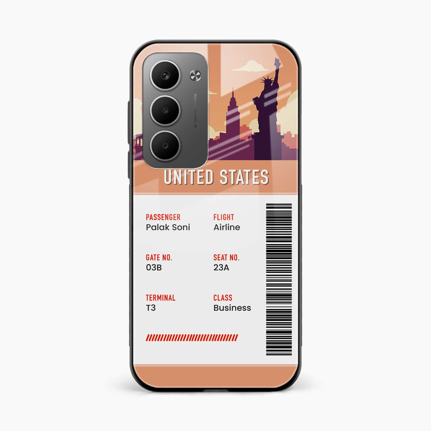 United States Boarding Pass Redmi 15 5G Back Cover