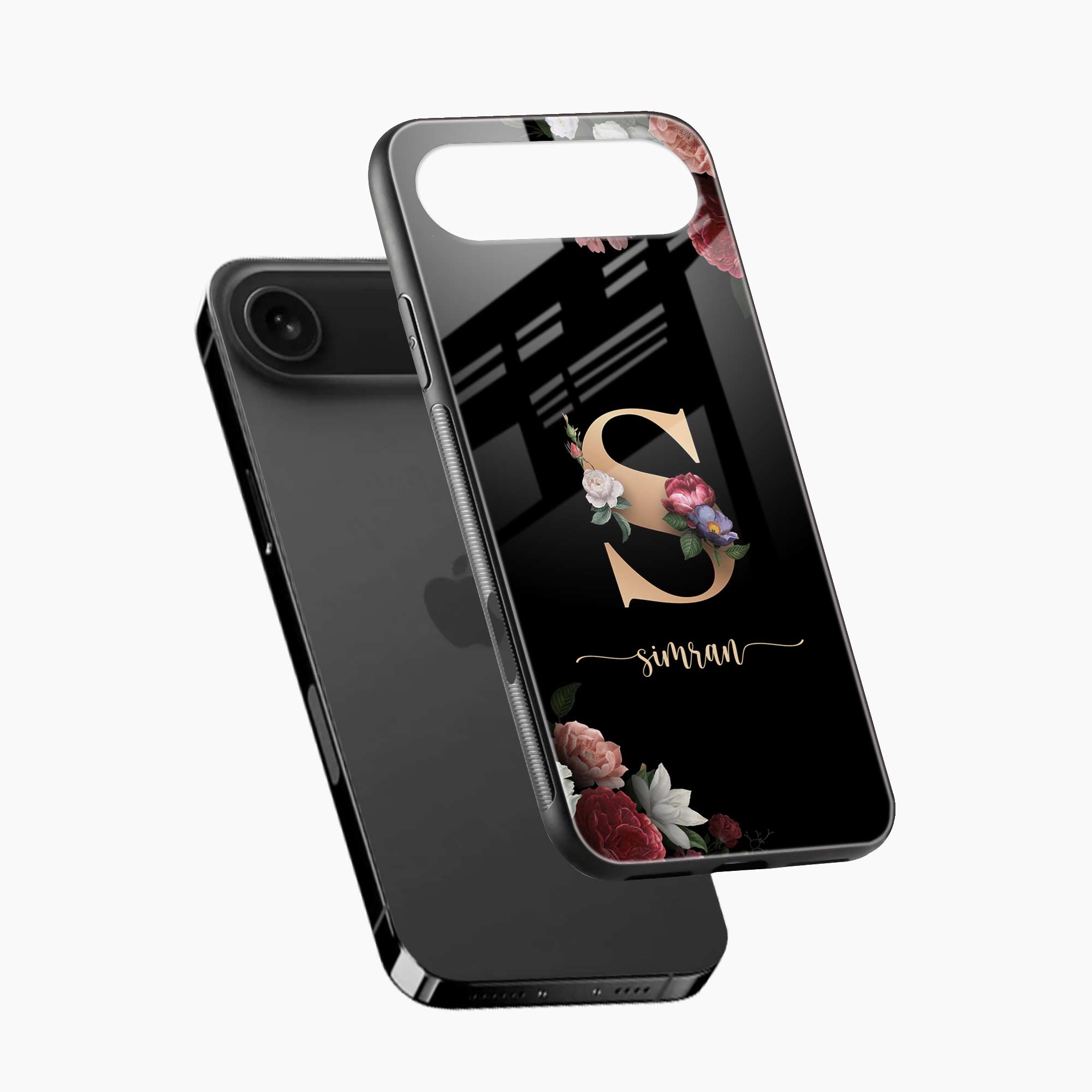 Black Floral Name Personalised iPhone Air Back Cover