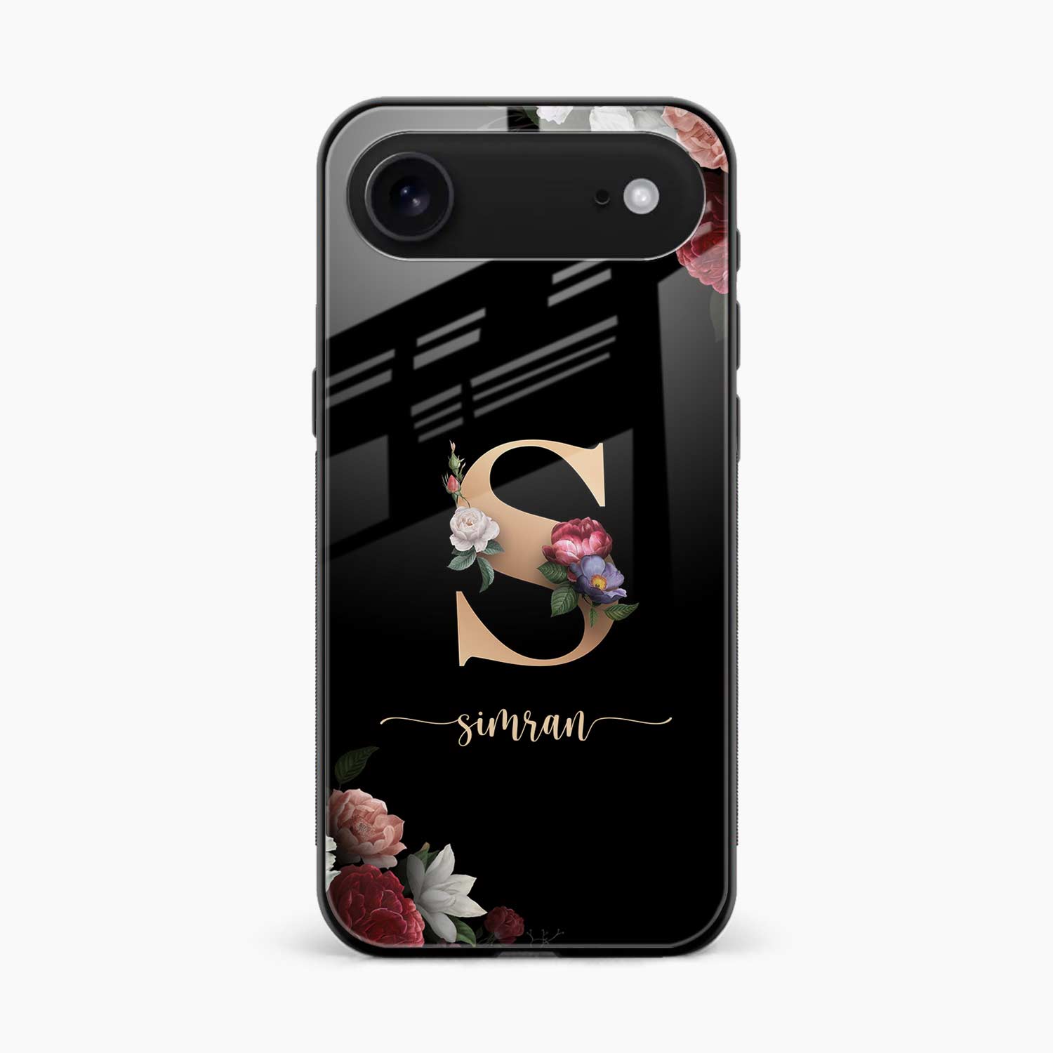 Black Floral Name Personalised iPhone Air Back Cover