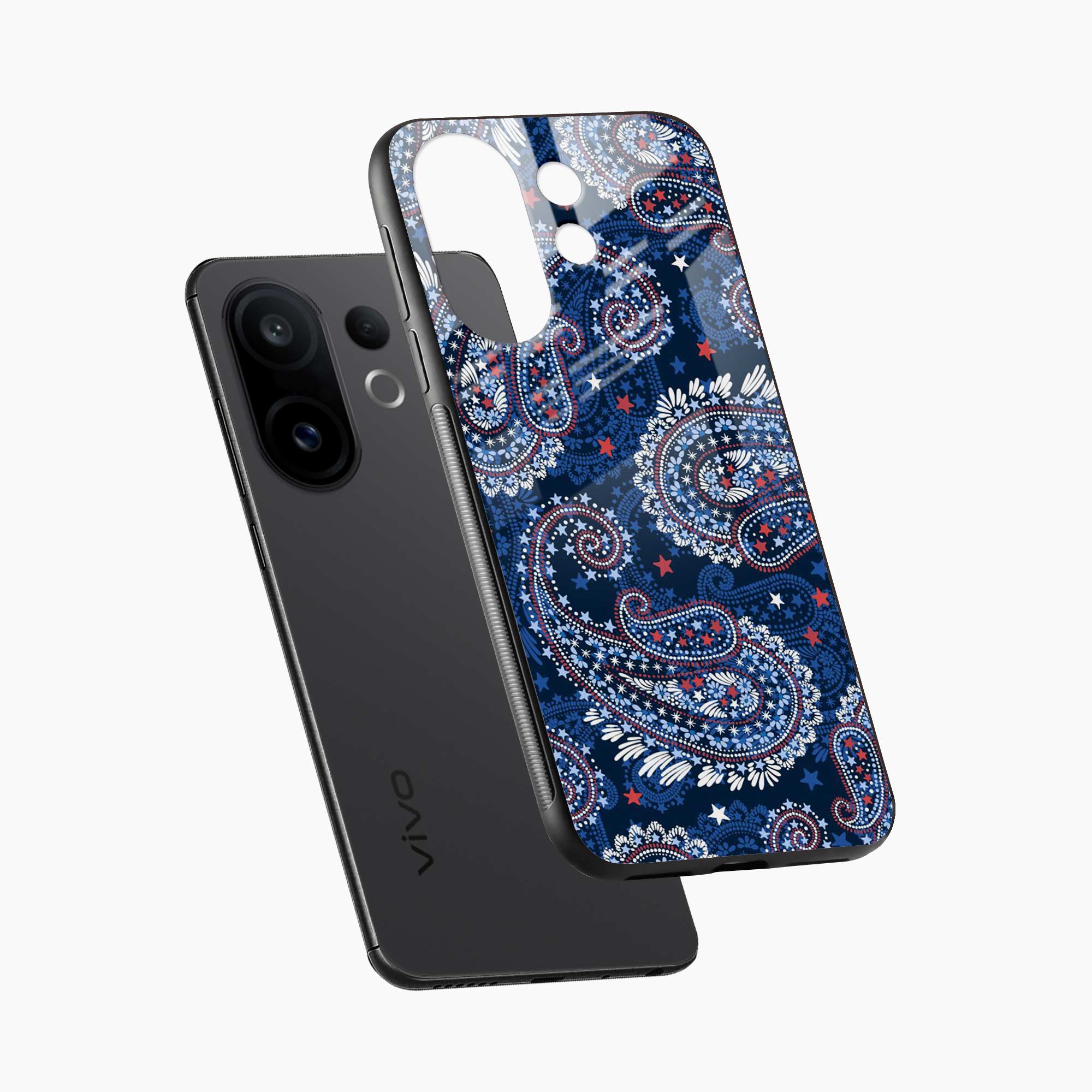 Blue Colored Classical Pattern Vivo T4 Pro 5G Back Cover