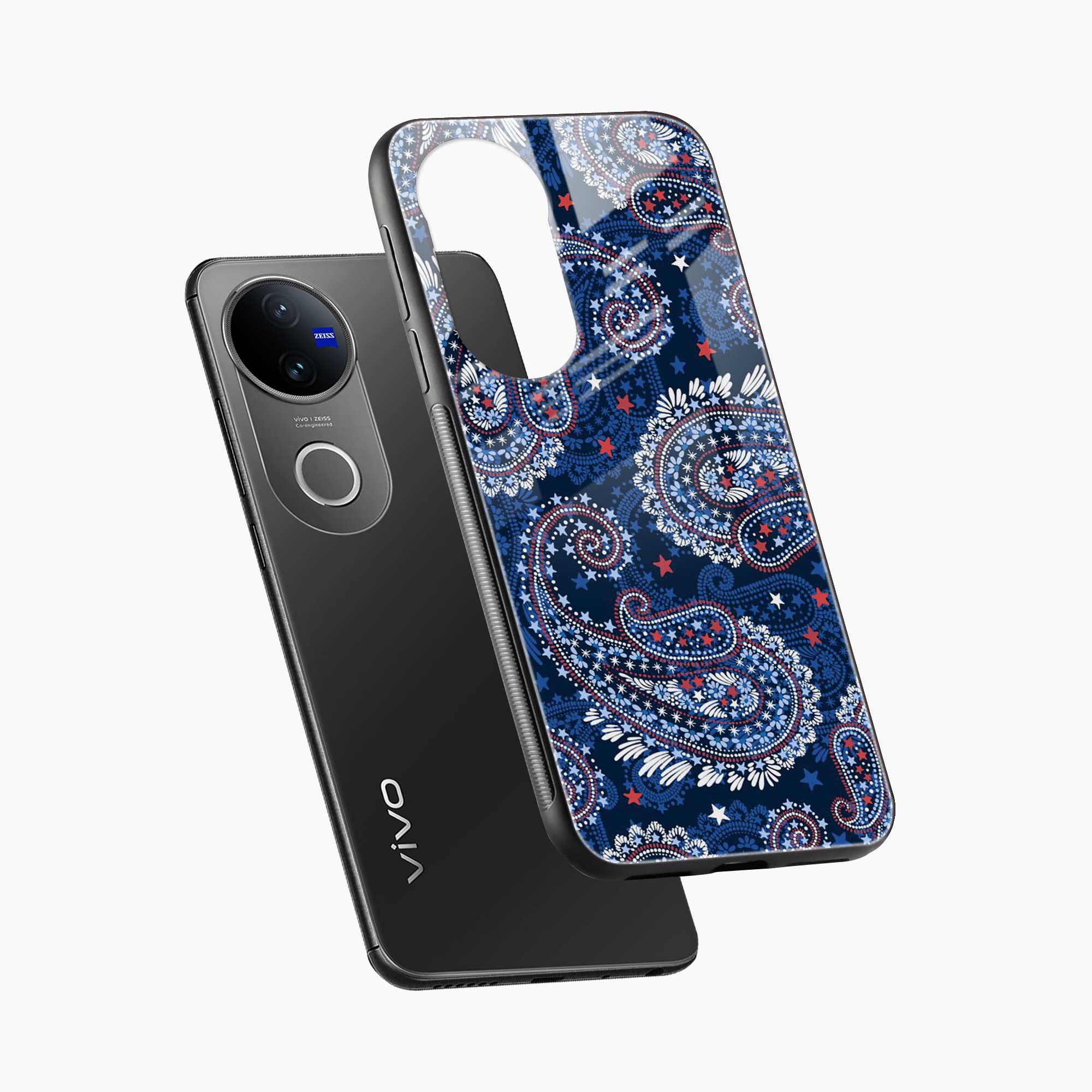 Blue Colored Classical Pattern Vivo T4r 5G Back Cover