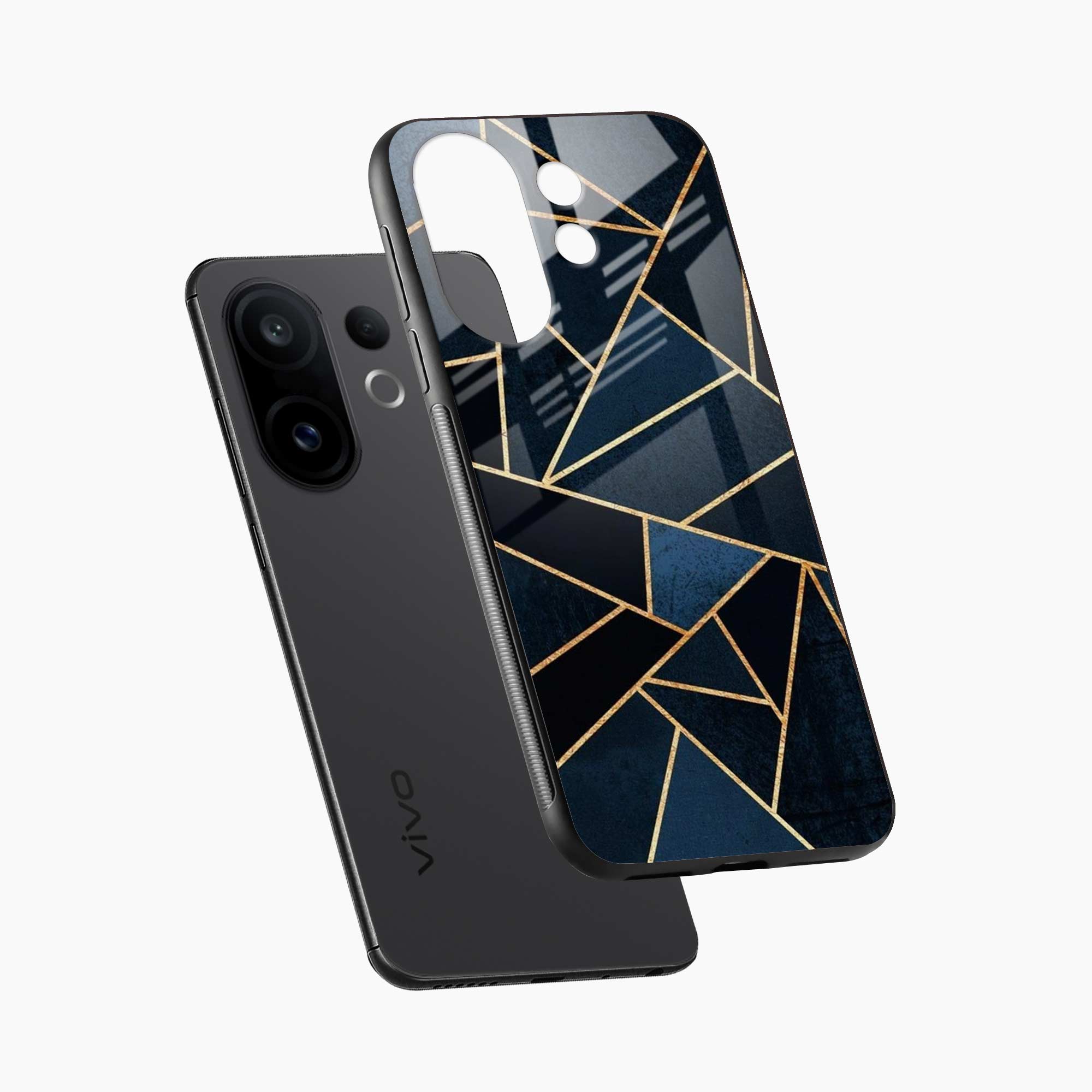 Diagonal Marble Golden Cut Vivo V60 5G Back Cover