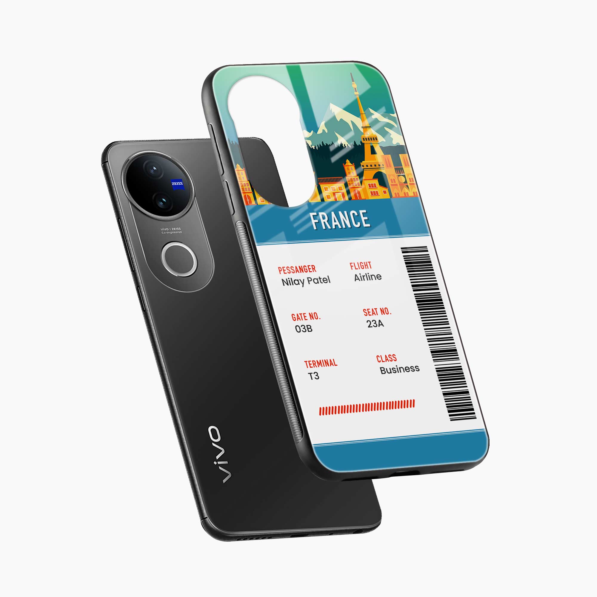 France Boarding Pass Vivo T4r 5G Back Cover