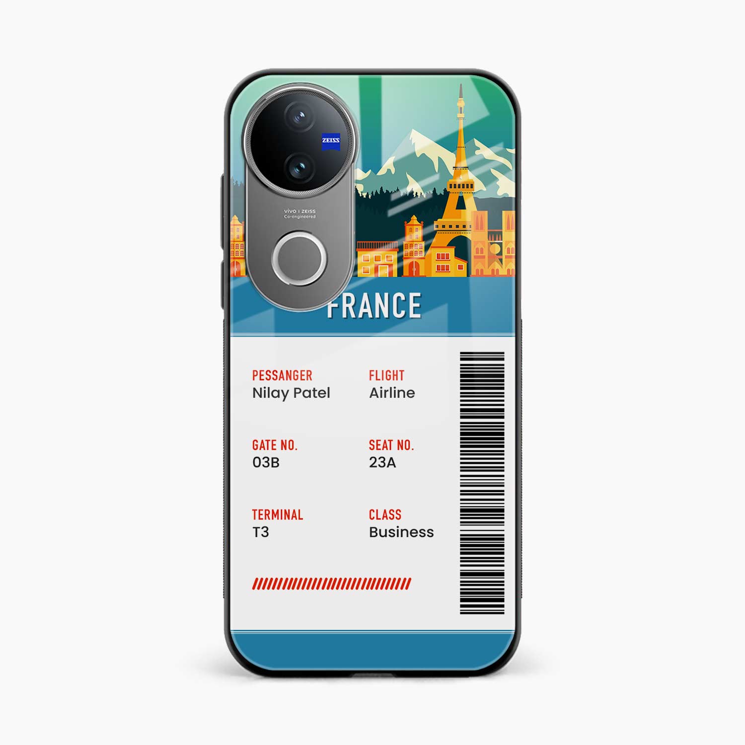 France Boarding Pass Vivo T4r 5G Back Cover