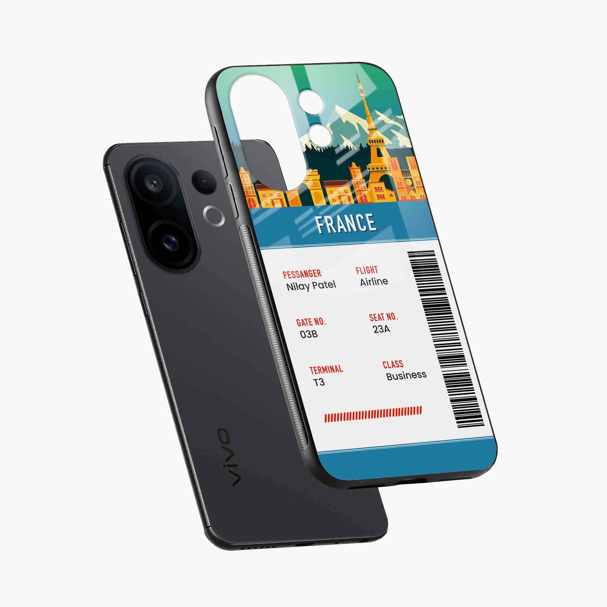 France Boarding Pass Vivo V60 5G Back Cover