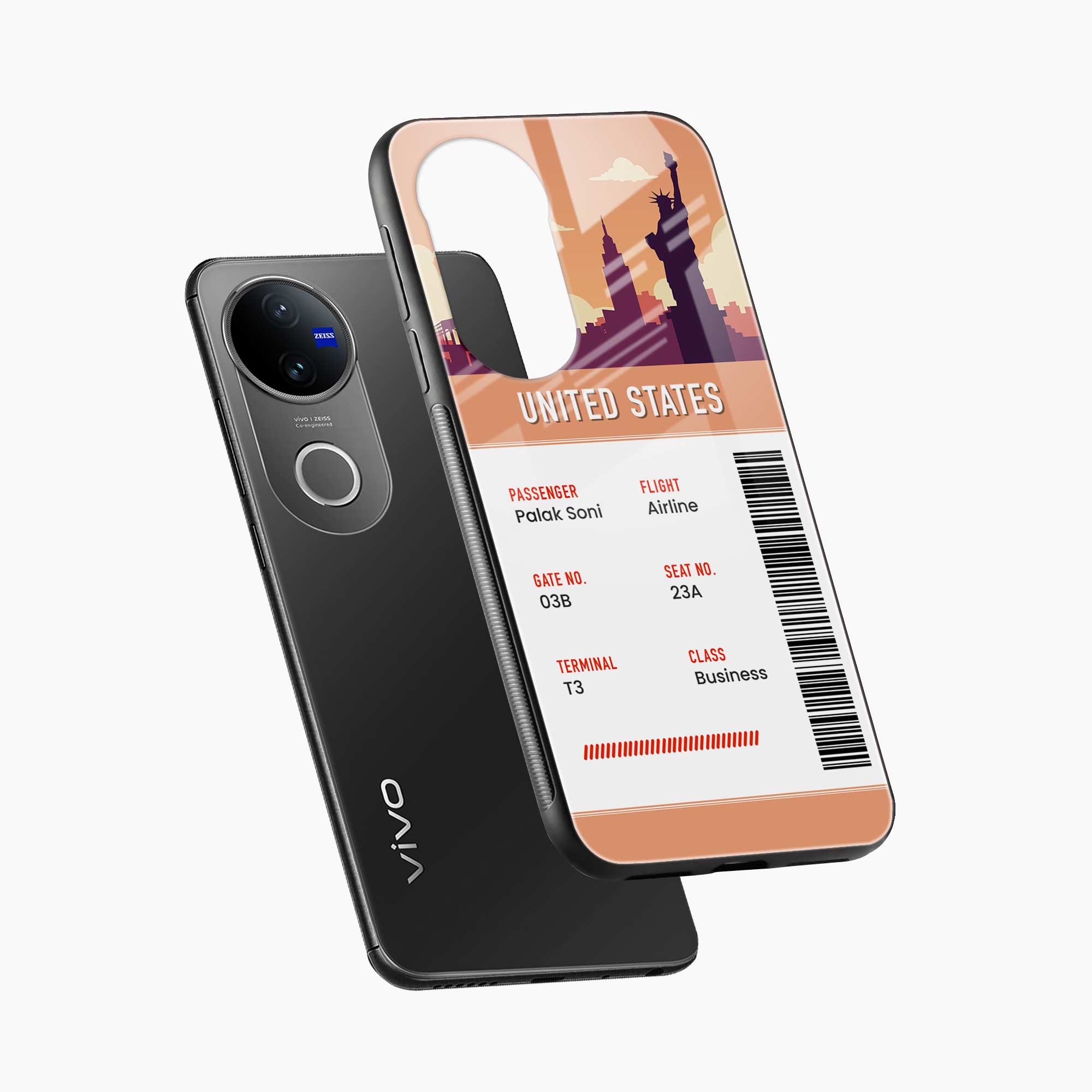 United States Boarding Pass Vivo T4r 5G Back Cover