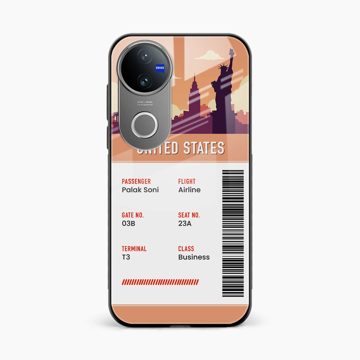United States Boarding Pass Vivo T4r 5G Back Cover
