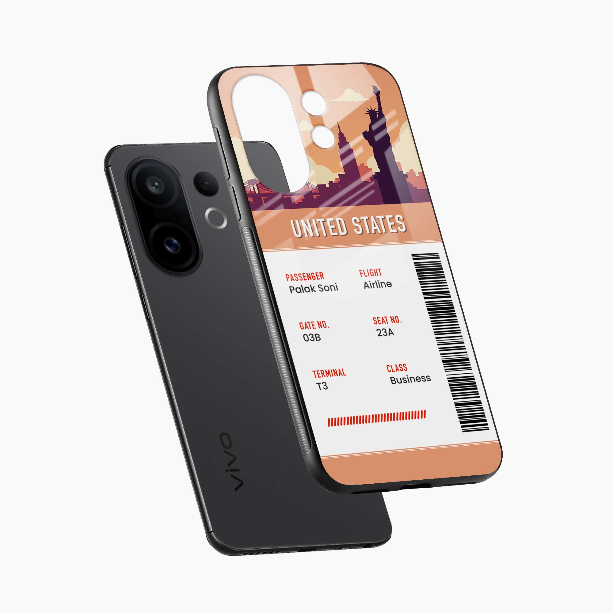 United States Boarding Pass Vivo V60 5G Back Cover
