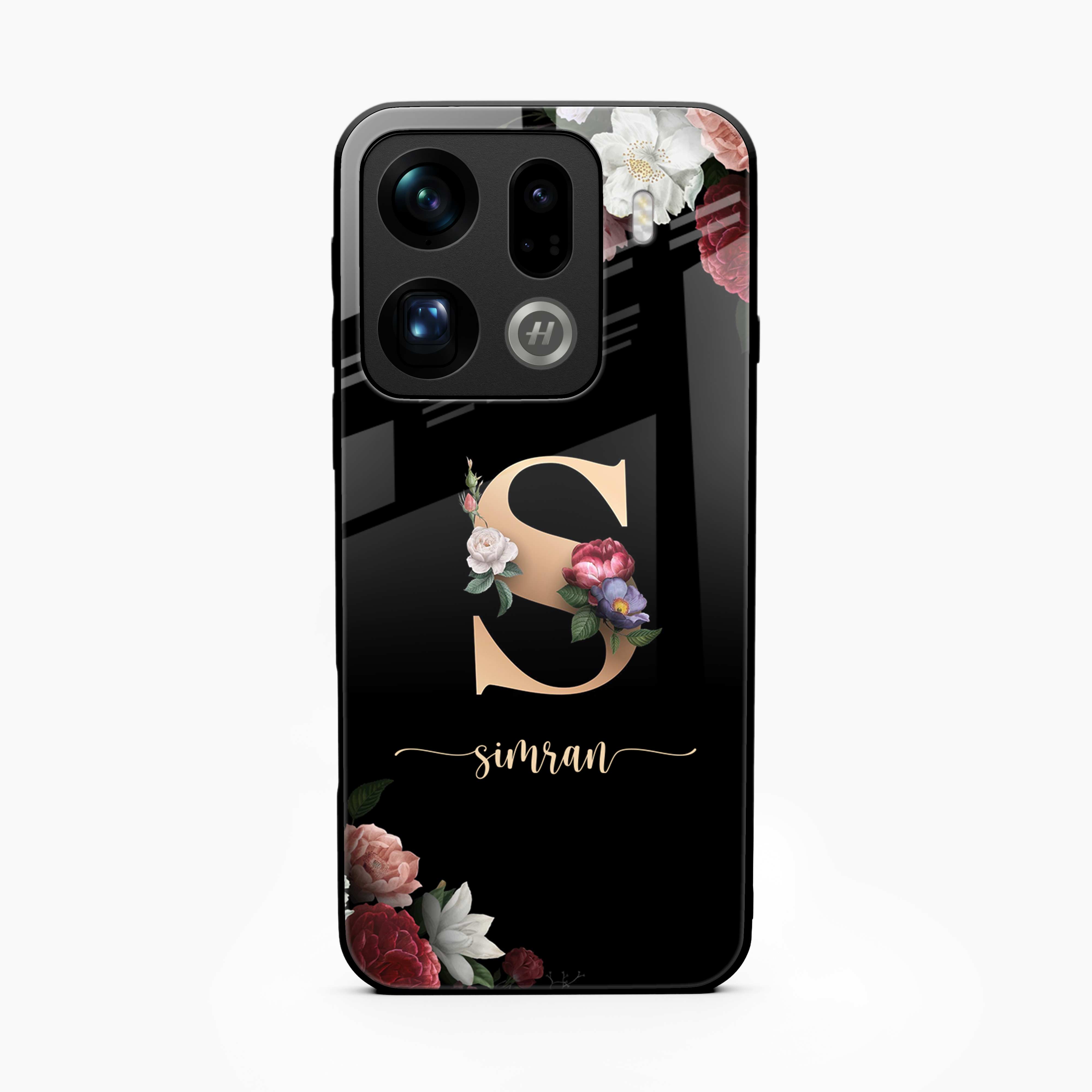 Black Floral Name Personalised Oppo Find X9 Pro 5G Back Cover