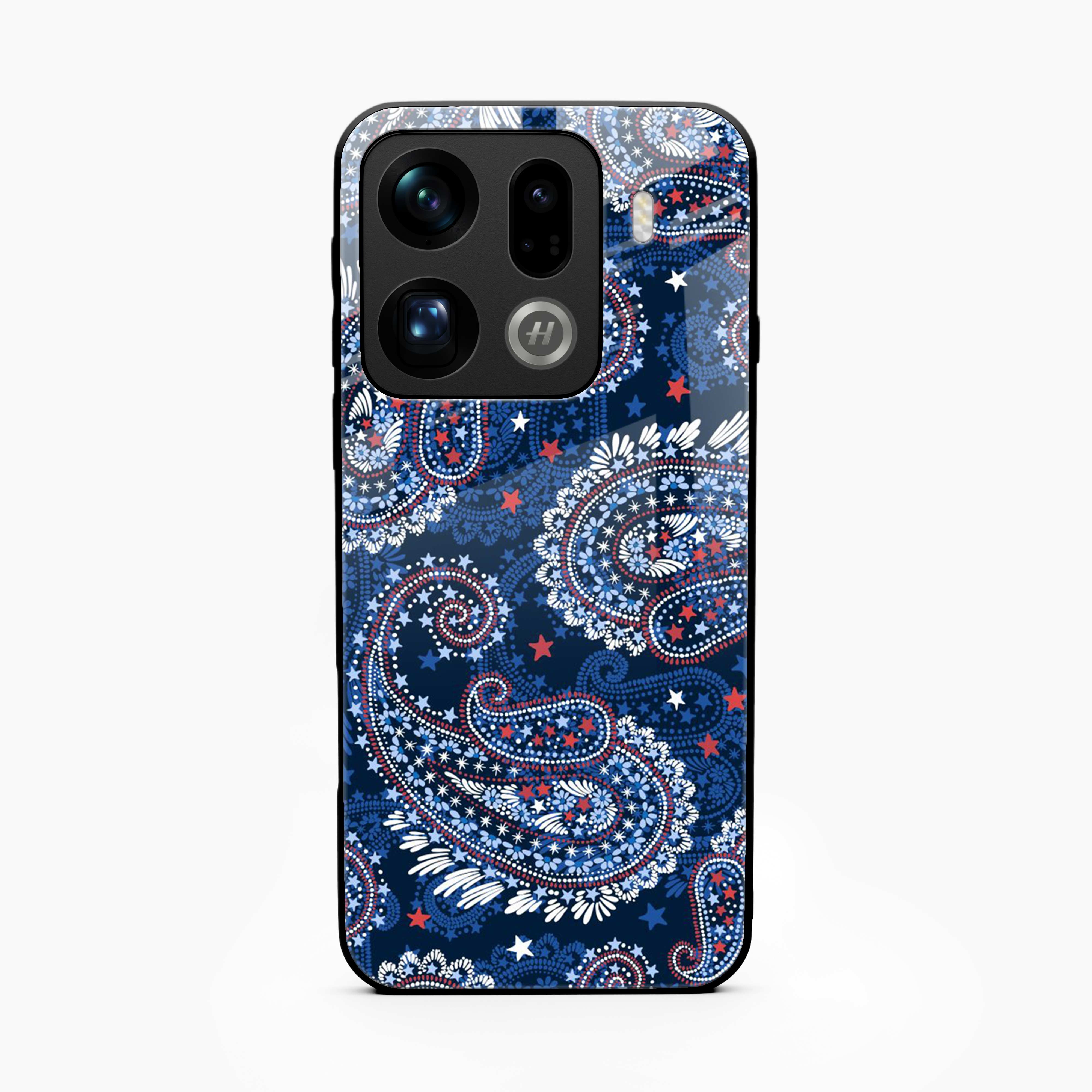 Blue Colored Classical Pattern Oppo Find X9 Pro 5G Back Cover