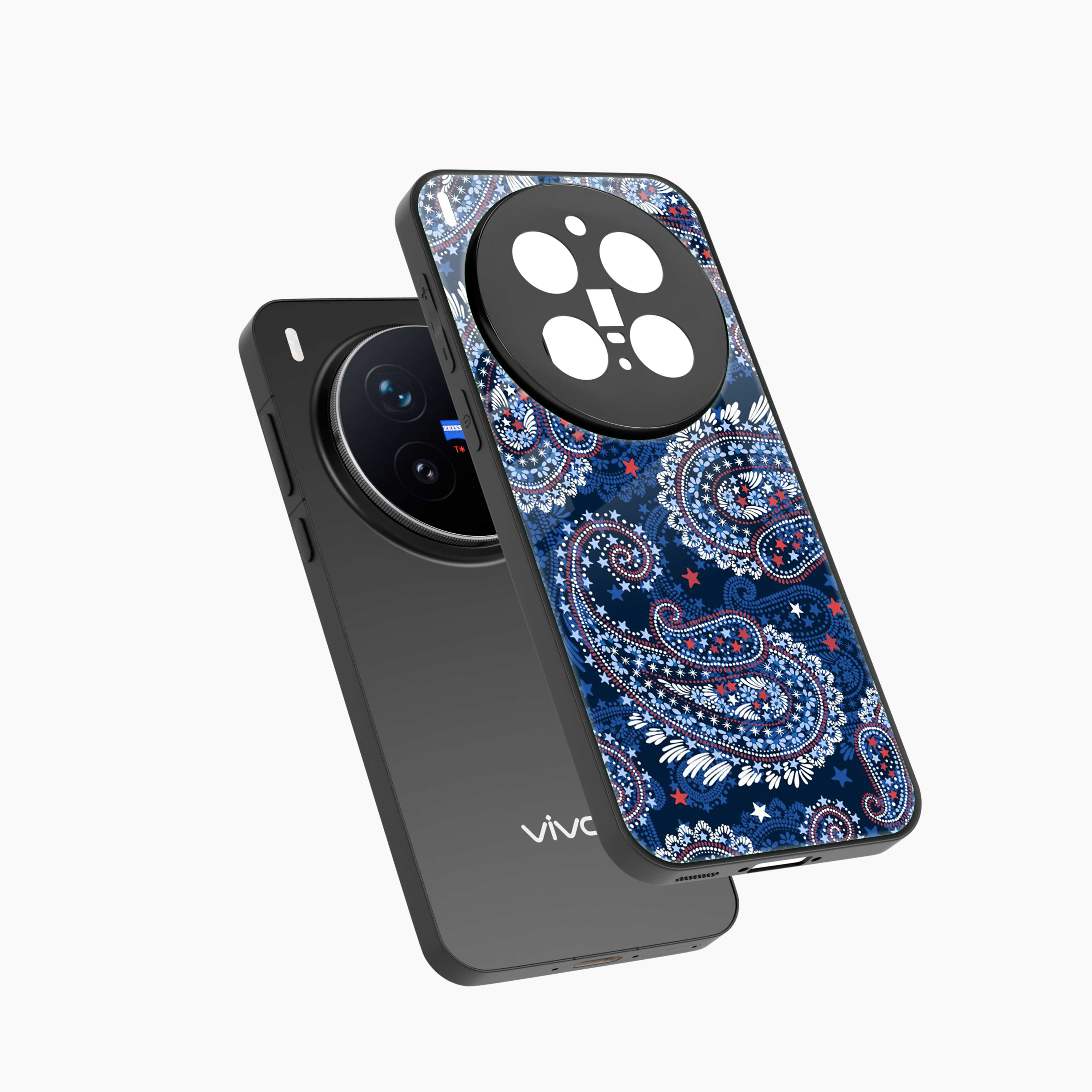 Blue Colored Classical Pattern Vivo X300 Pro 5G Back Cover