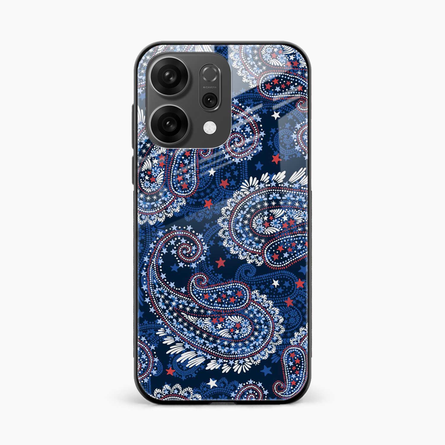 Blue Colored Classical Pattern Oppo Reno 14 5G Back Cover