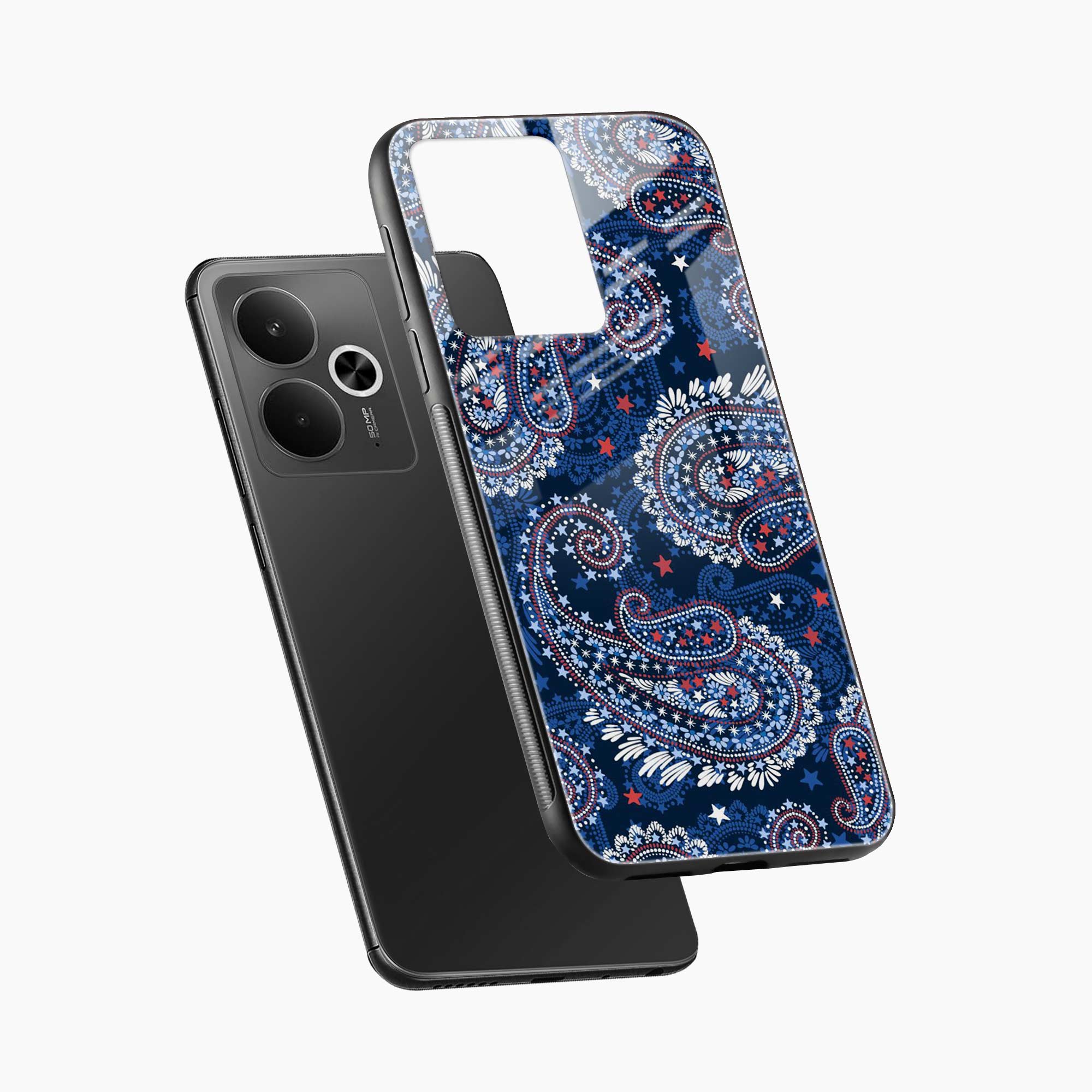 Blue Colored Classical Pattern Realme 14t 5G Back Cover