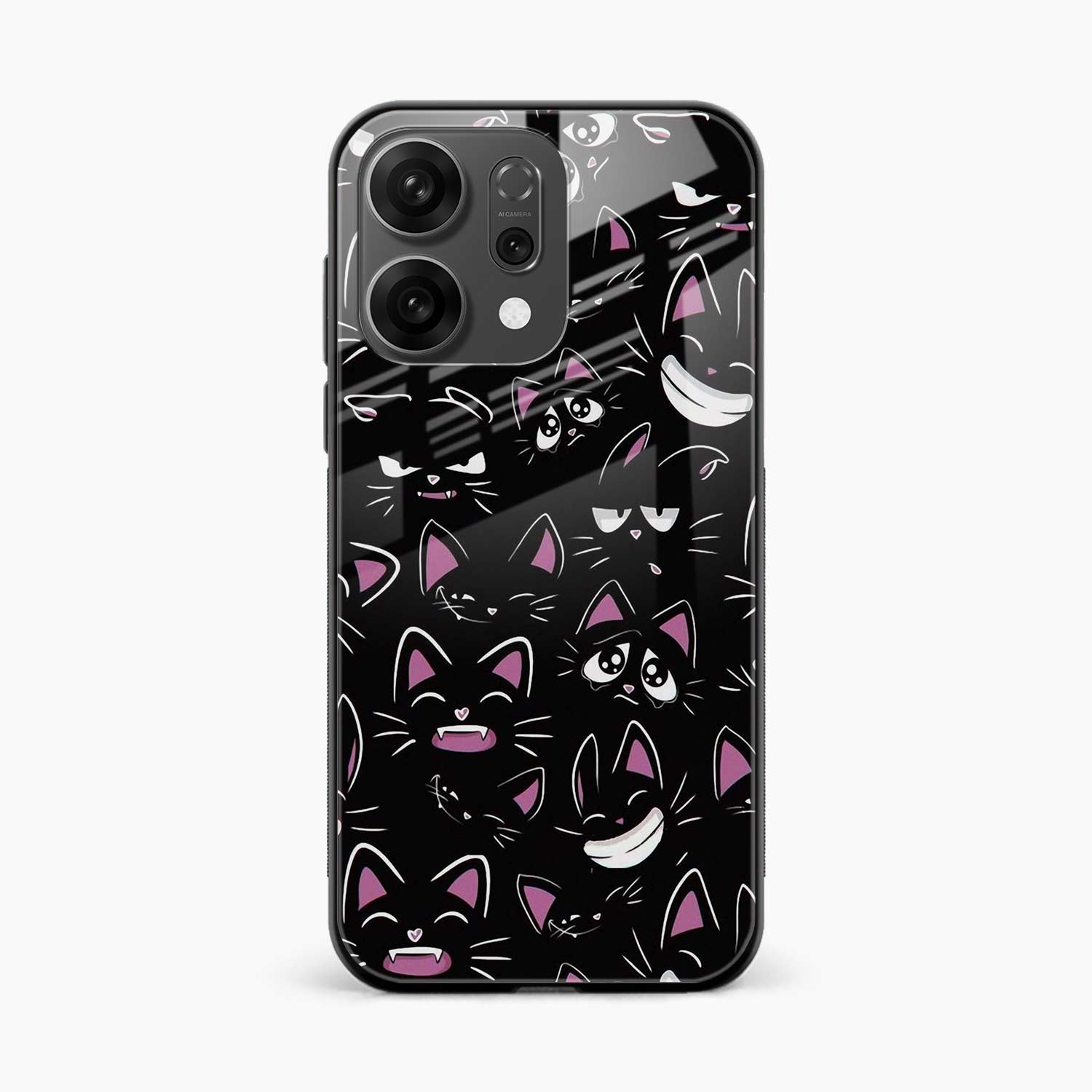 Cute Black Cat Oppo Reno 14 5G Back Cover