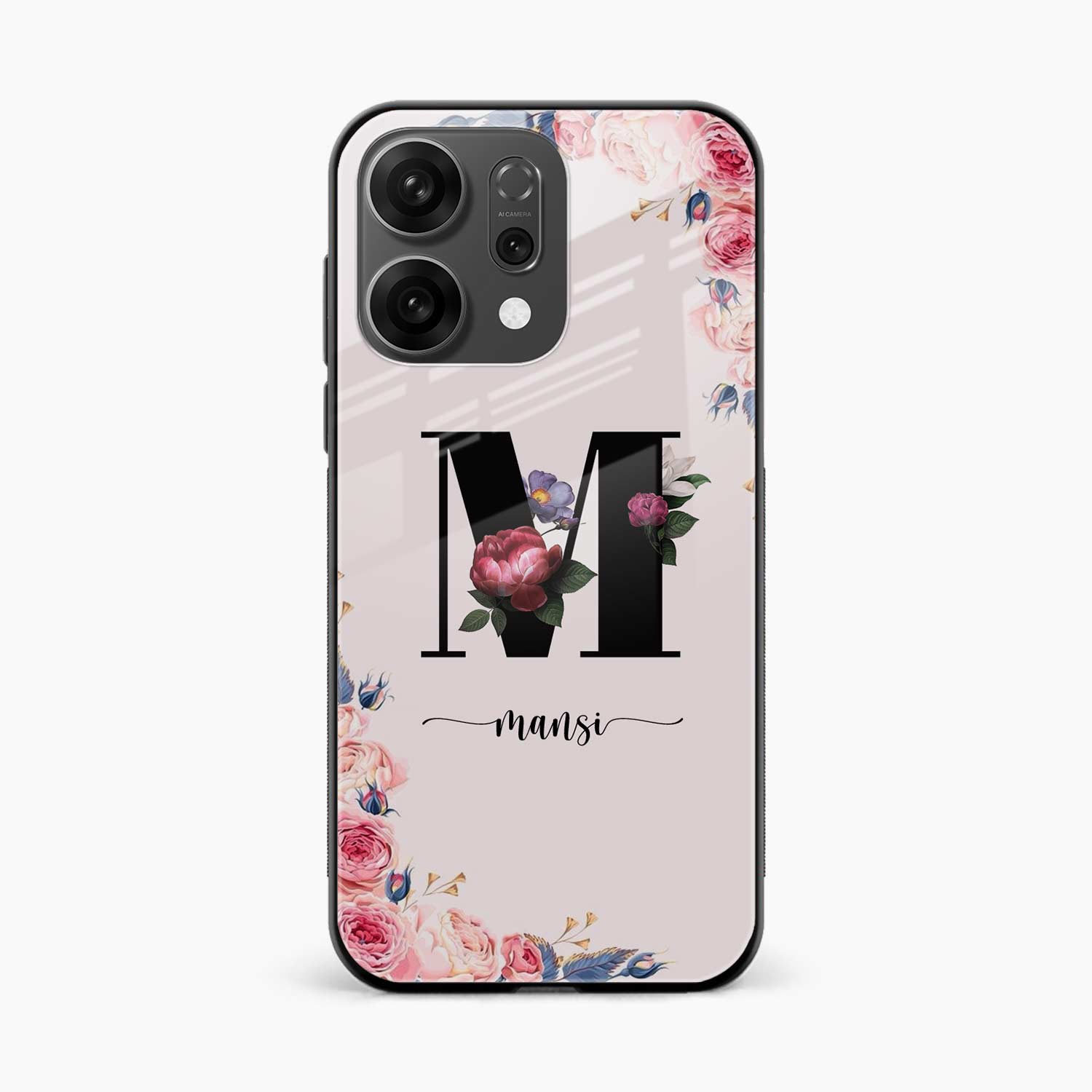 Floral Name Personalised Oppo Reno 14 5G Back Cover