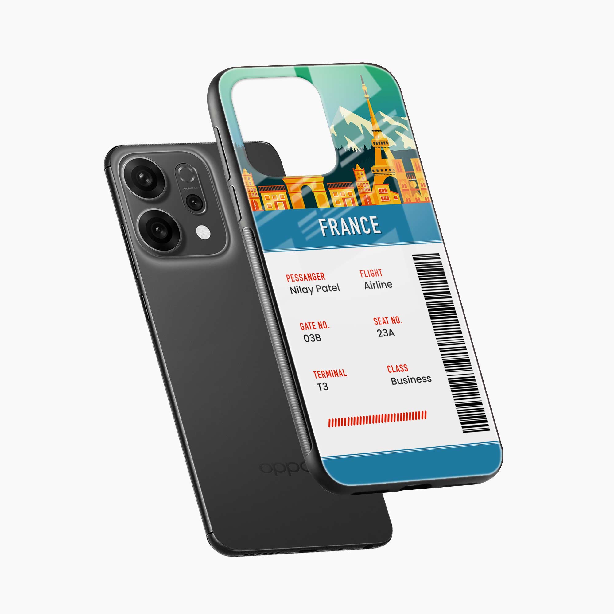 France Boarding Pass Oppo Reno 14 5G Back Cover