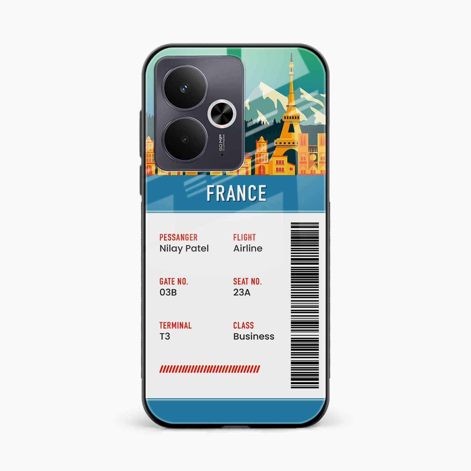 France Boarding Pass Realme 14t 5G Back Cover