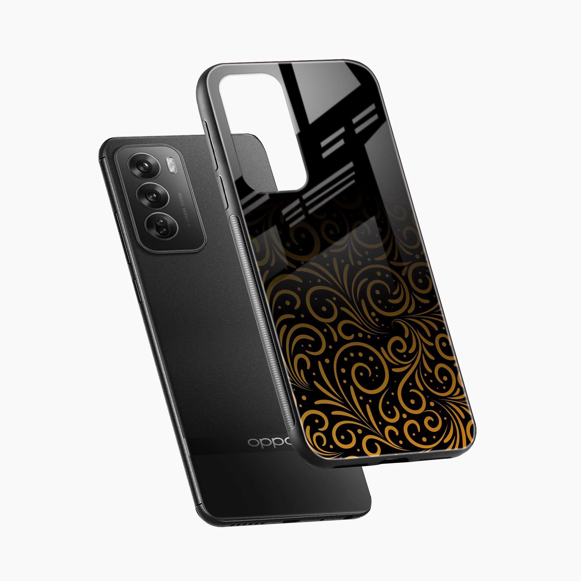 Golden Swirl Oppo Reno 12 Pro 5G Back Cover