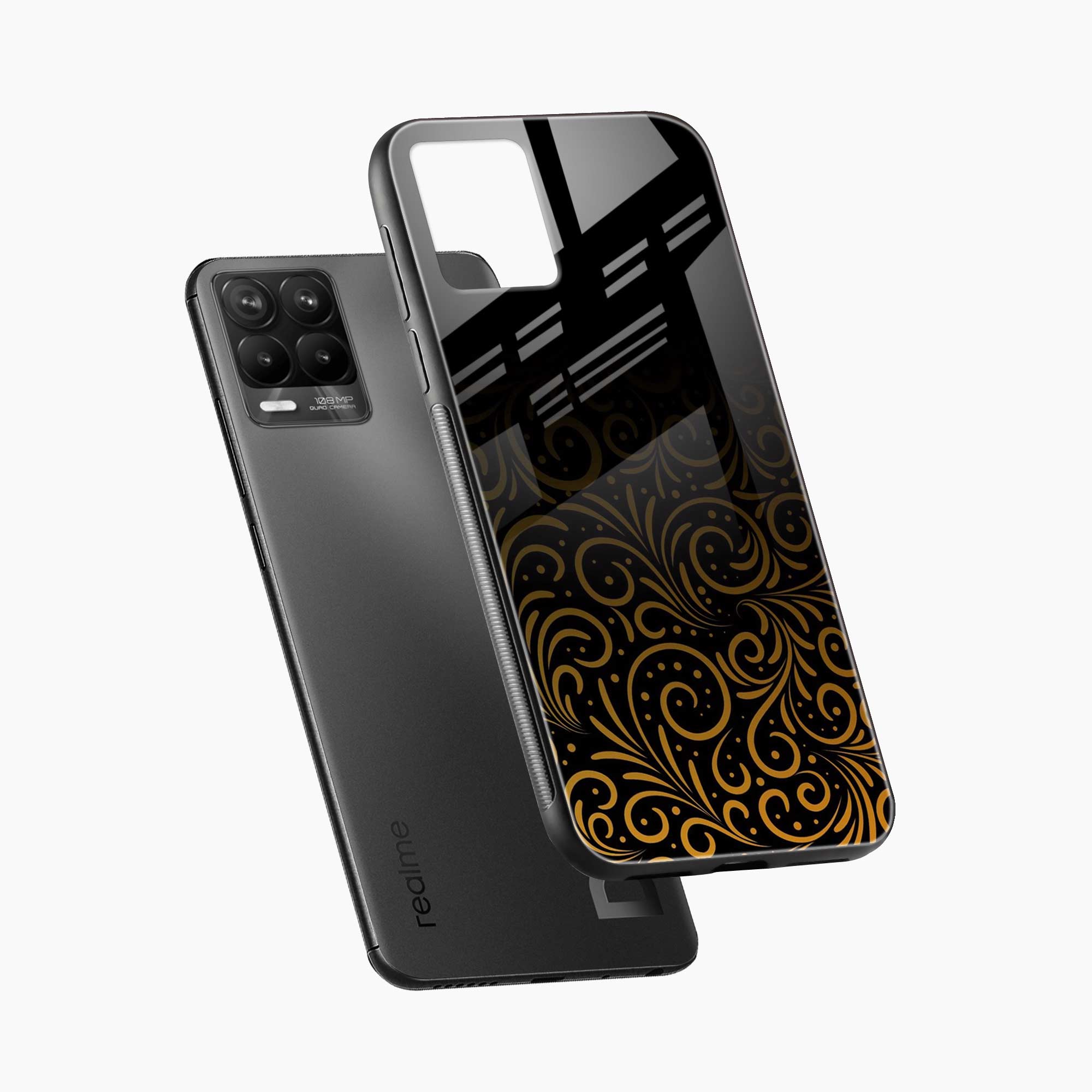 Golden Swirl Realme 8 4G Back Cover