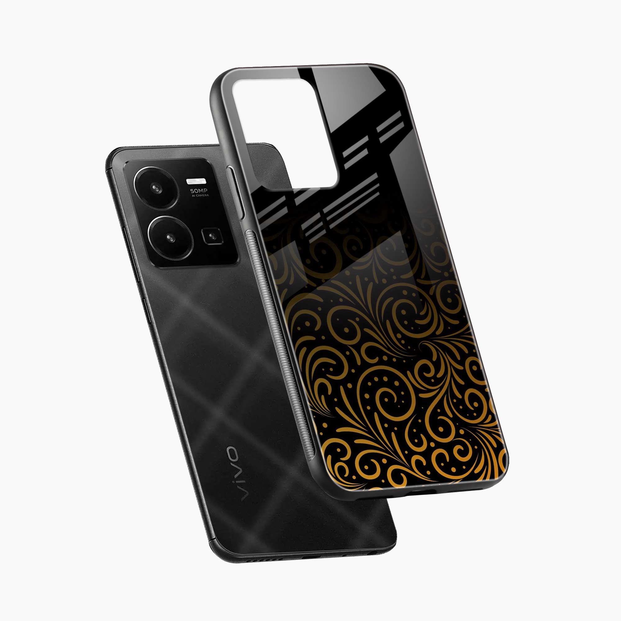 Golden Swirl Vivo Y35 Back Cover