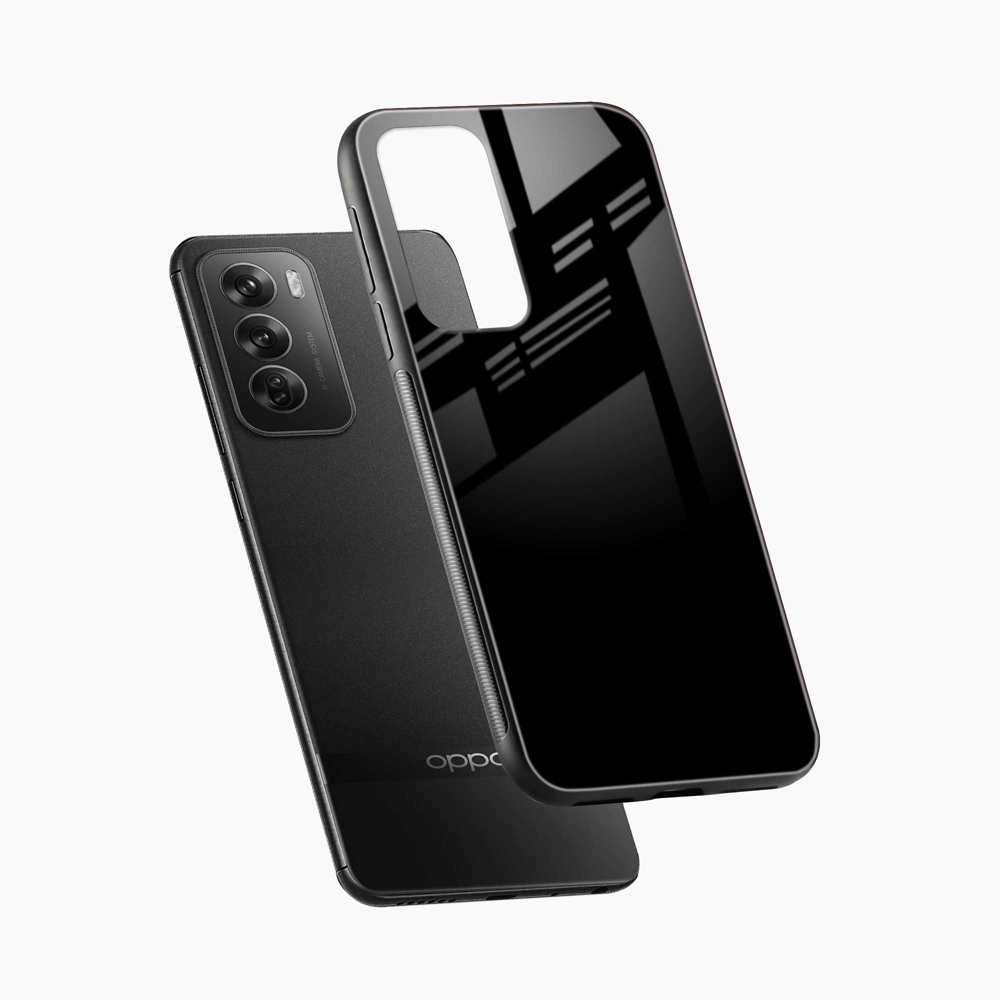 Pure Black Oppo Reno 12 5G Back Cover