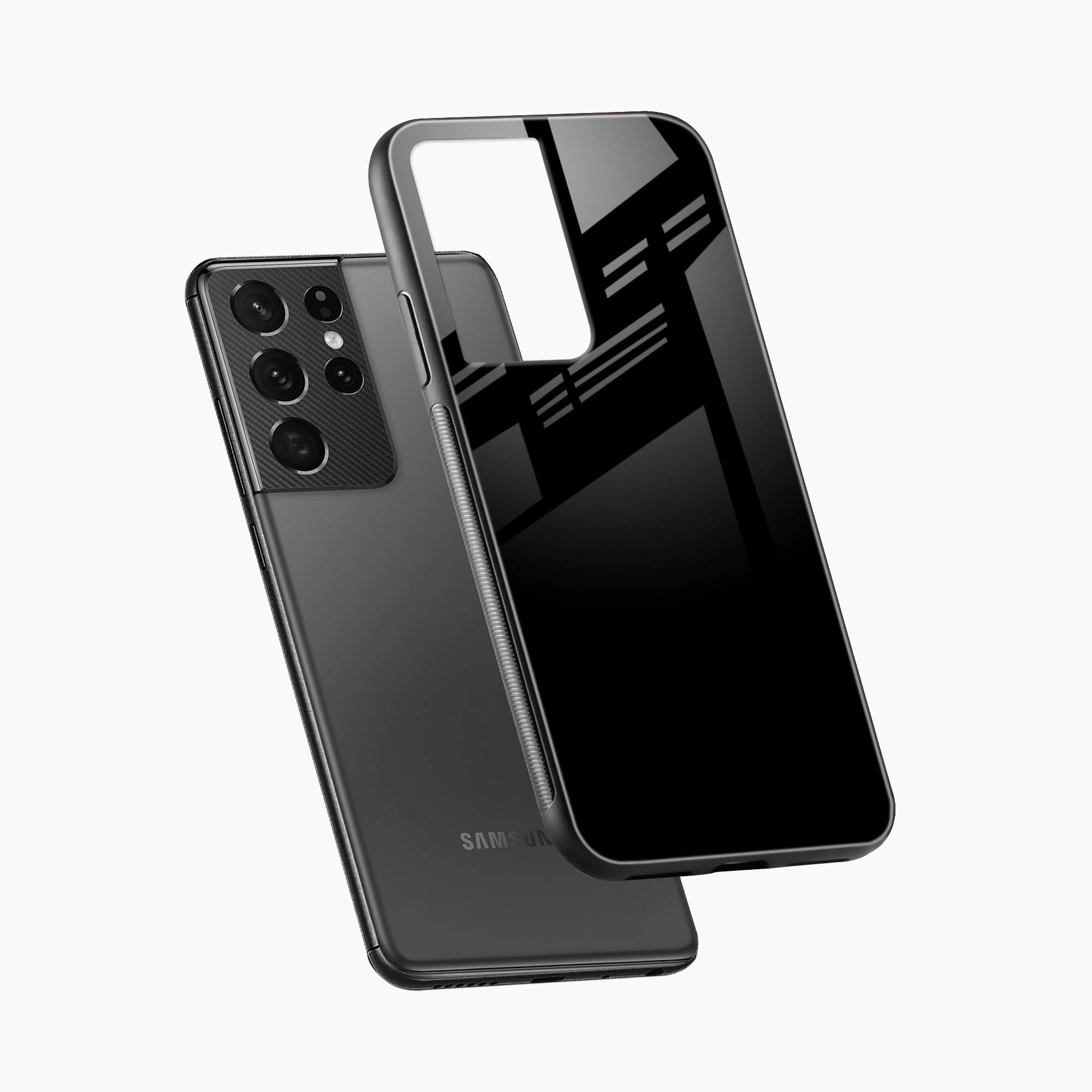 Pure Black Samsung S21 Ultra Back Cover