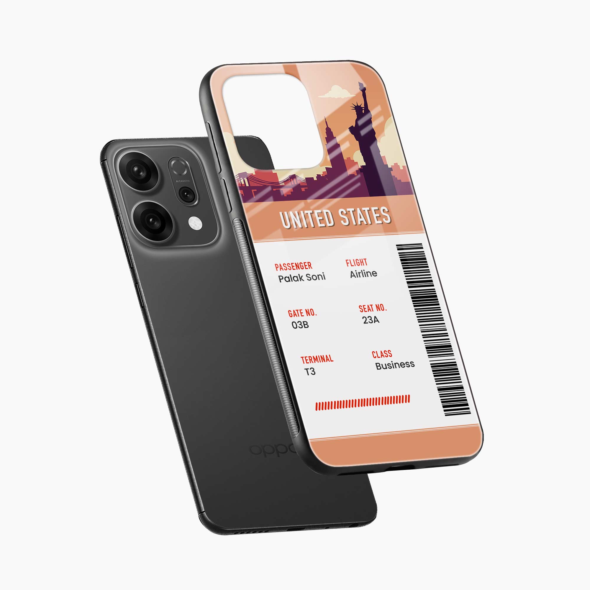 United States Boarding Pass Oppo Reno 14 5G Back Cover
