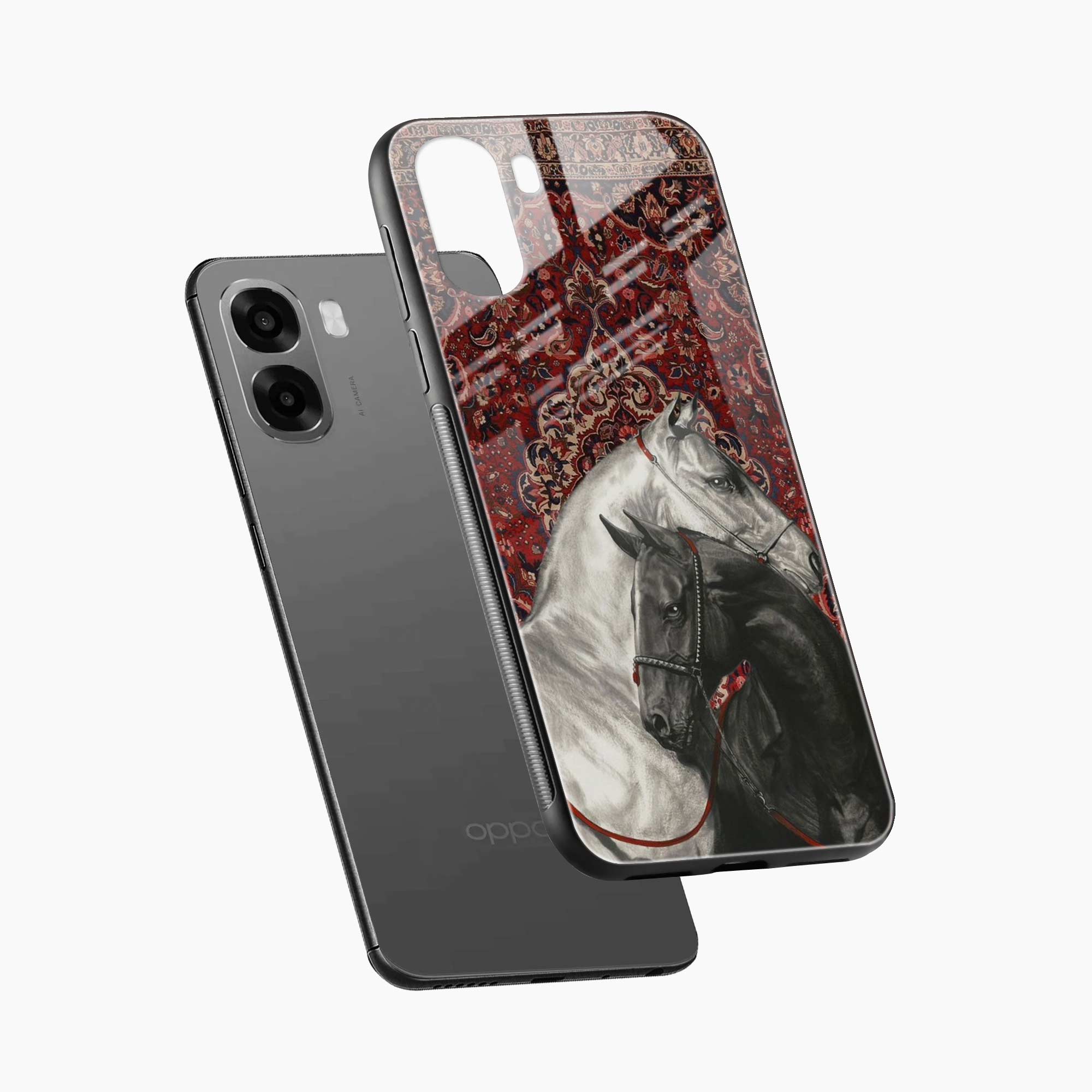 Black And White Horse Oppo A6x 5G Back Cover