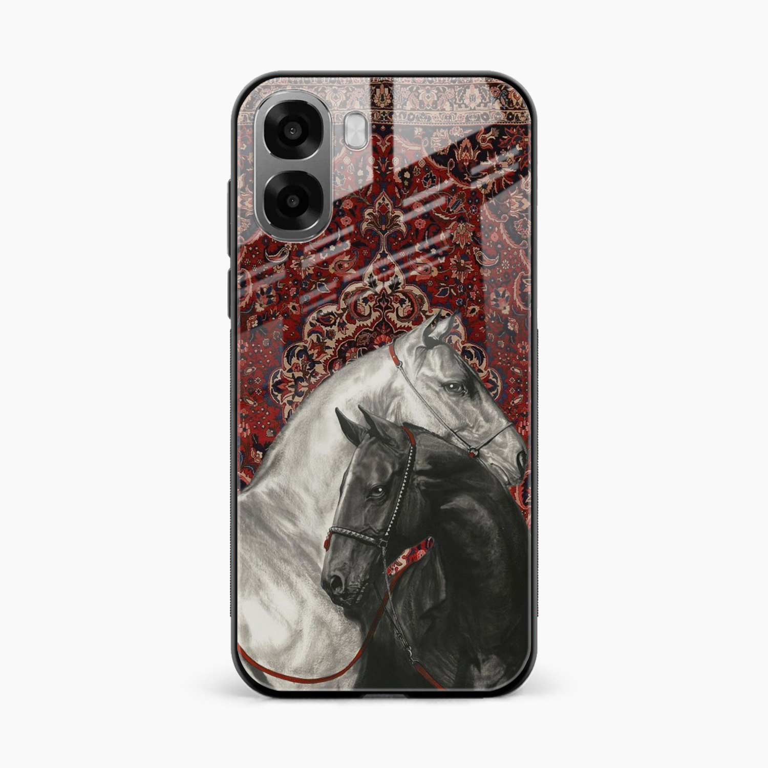 Black And White Horse Oppo A6x 5G Back Cover