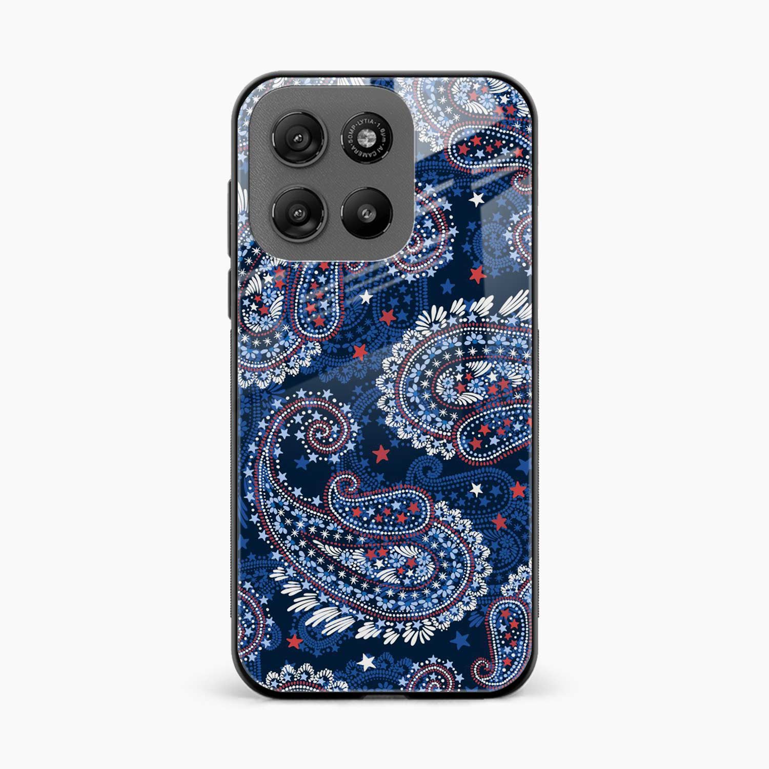 Blue Colored Classical Pattern Motorola G57 Power 5G Back Cover