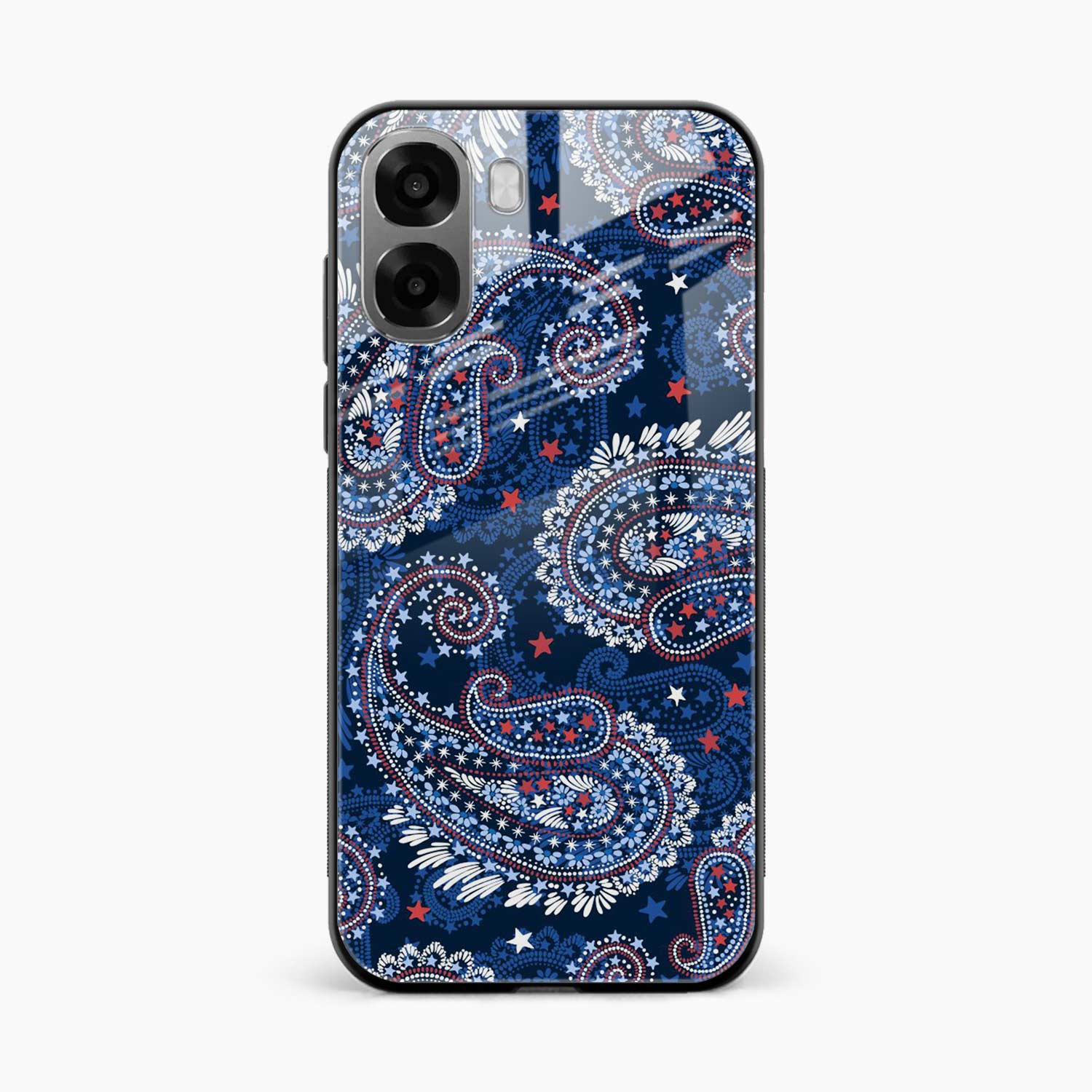Blue Colored Classical Pattern Oppo A6x 5G Back Cover
