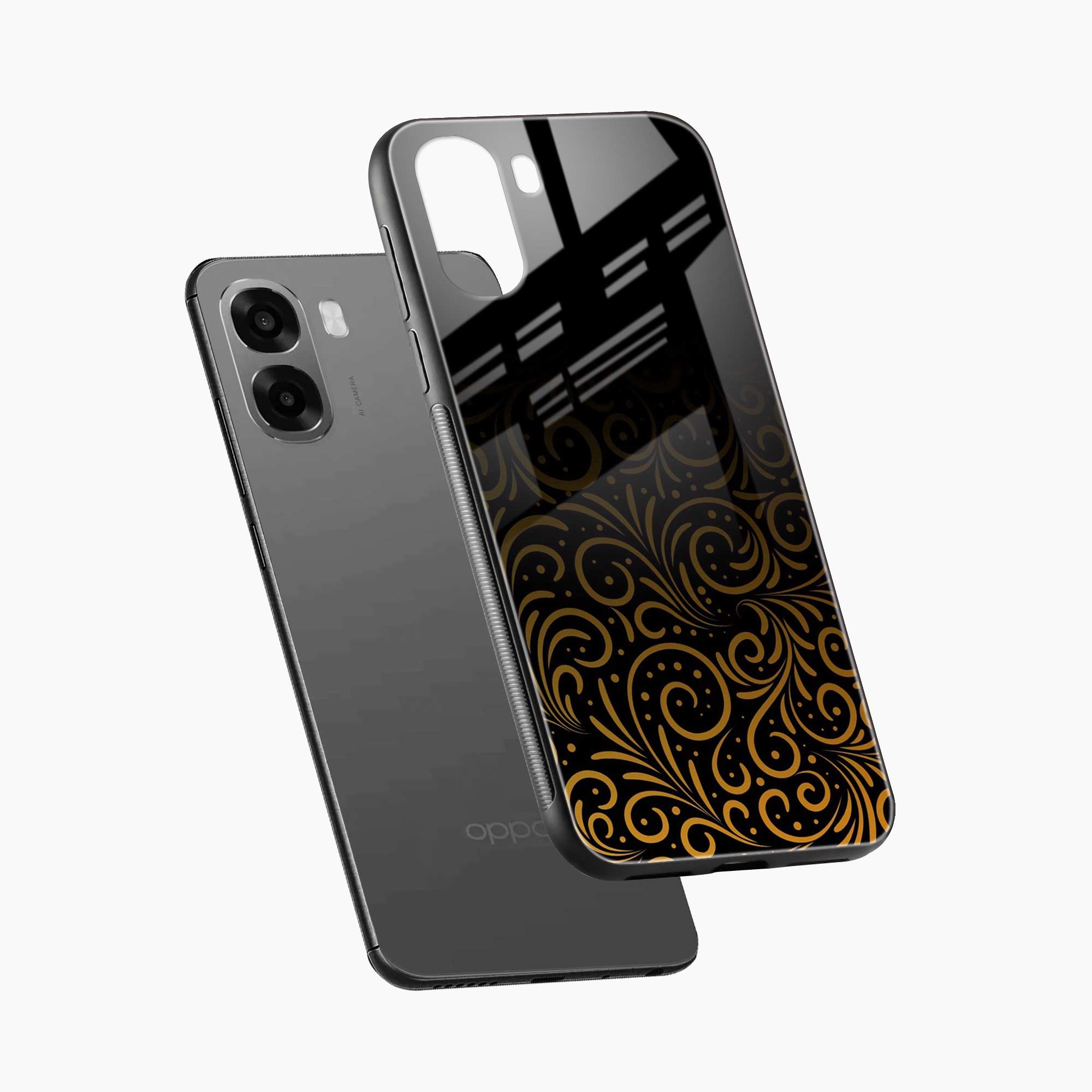 Golden Swirl Oppo A6x 5G Back Cover