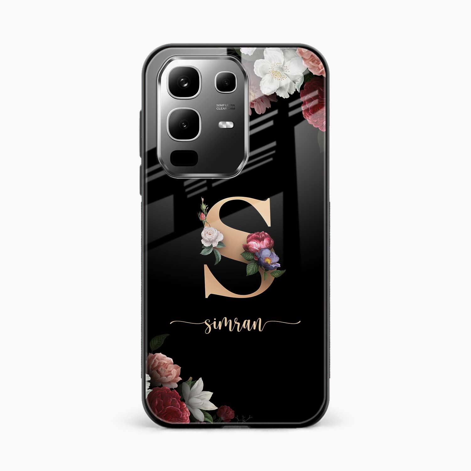 Black Floral Name Personalised Infinix Note 50s 5G Plus Back Cover