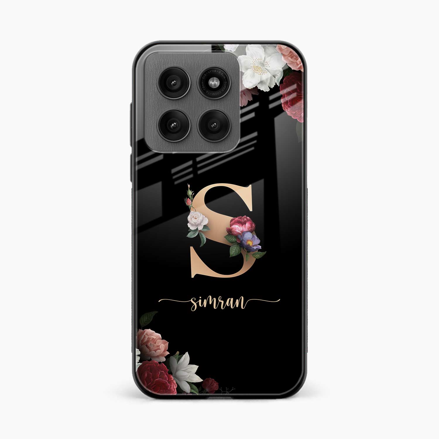 Black Floral Name Personalised Motorola Edge 60 5G Back Cover