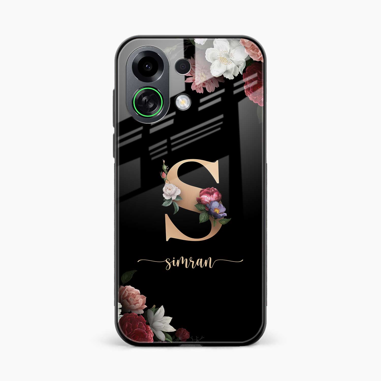 Black Floral Name Personalised Oppo K13 Turbo 5G Back Cover