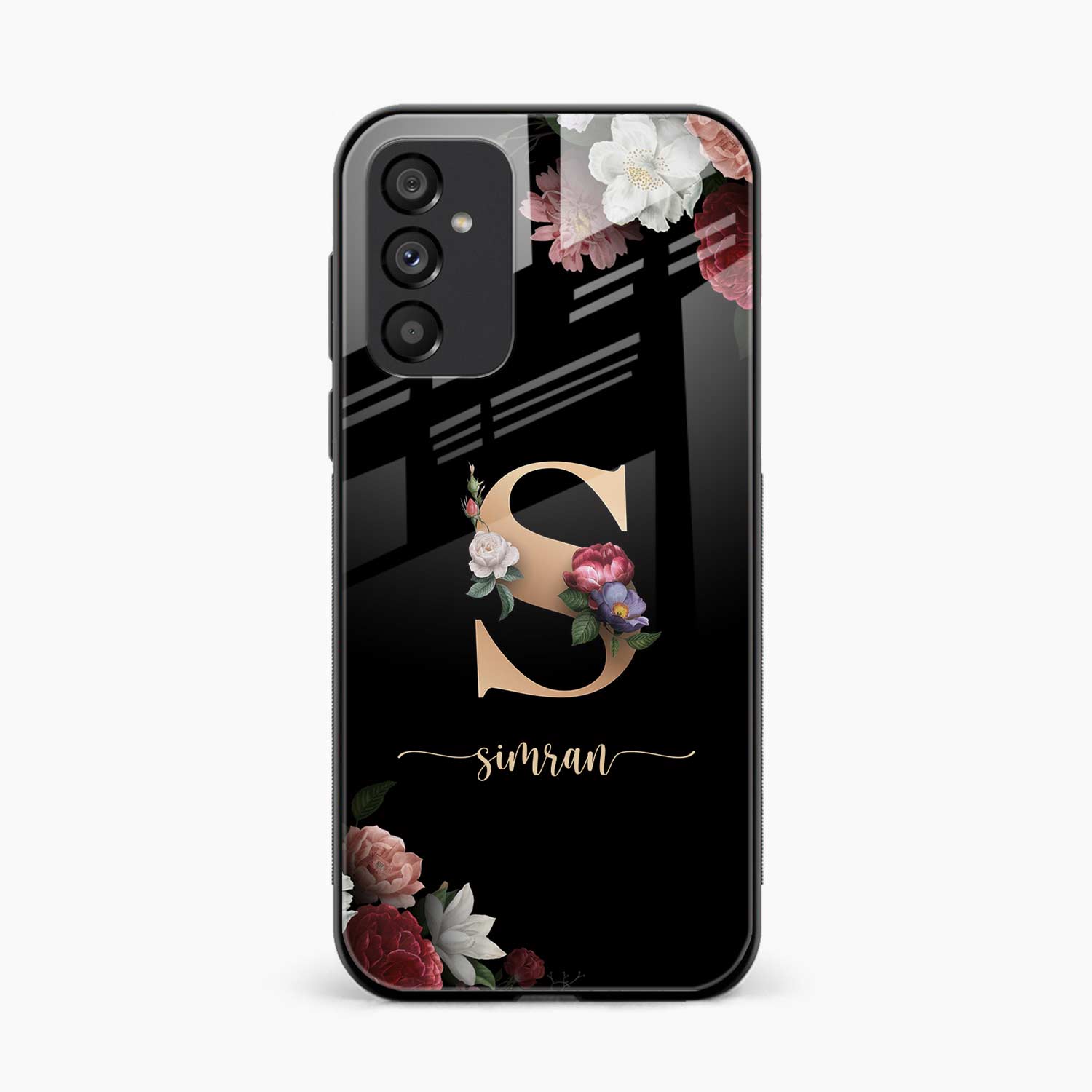 Black Floral Name Personalised Samsung S25 FE Back Cover