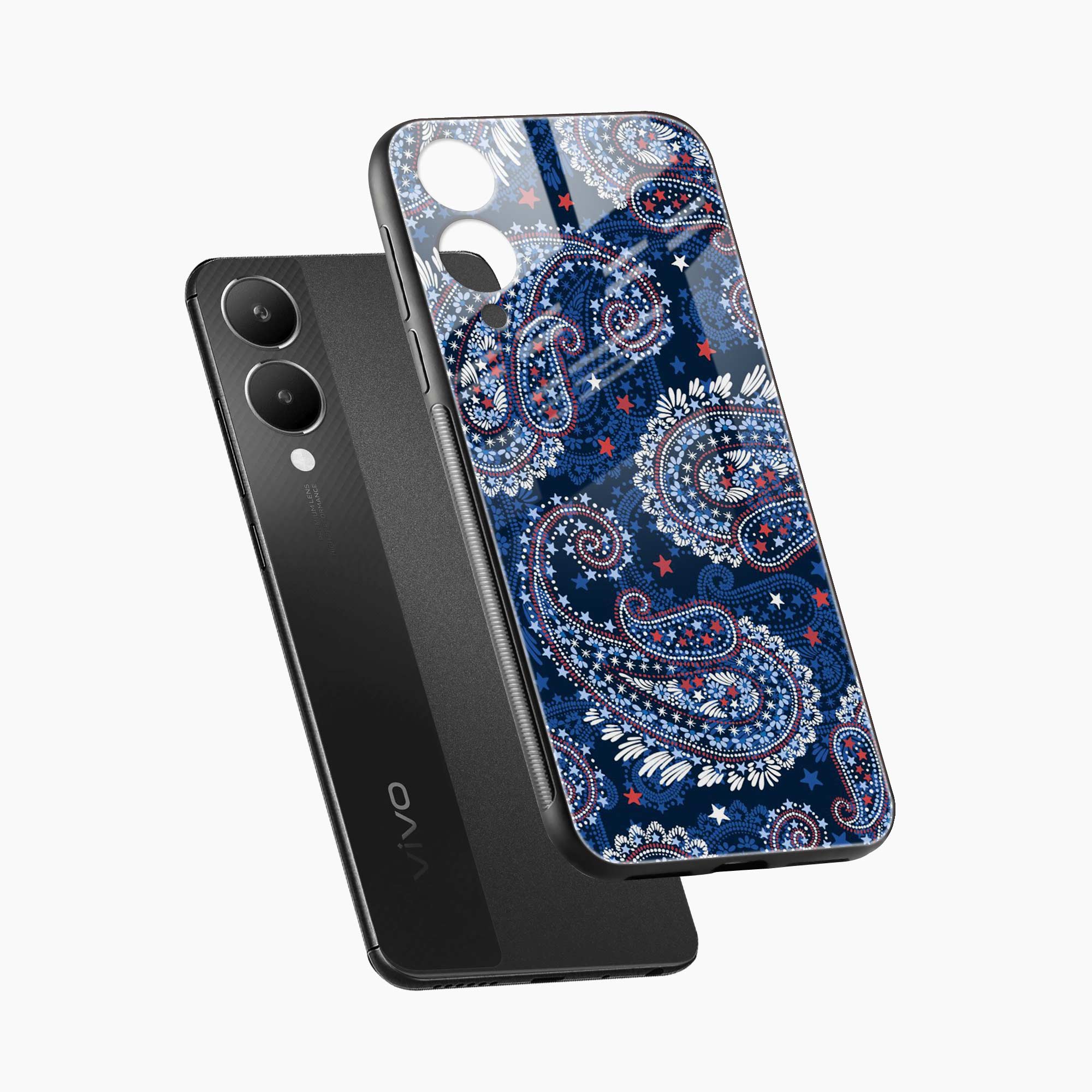 Blue Colored Classical Pattern Vivo Y28 5G Back Cover