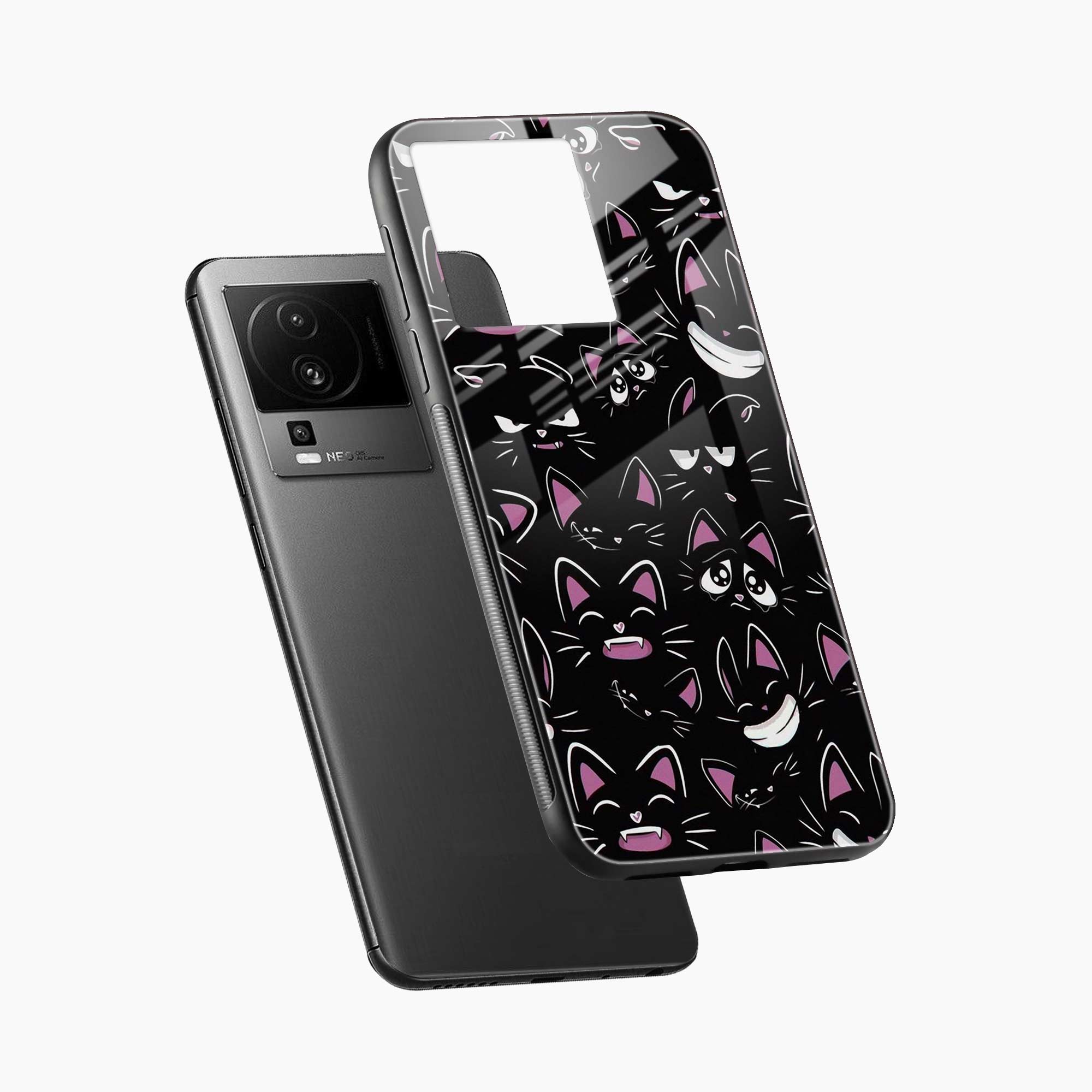 Cute Black Cat Iqoo Neo 7 Pro 5G Back Cover