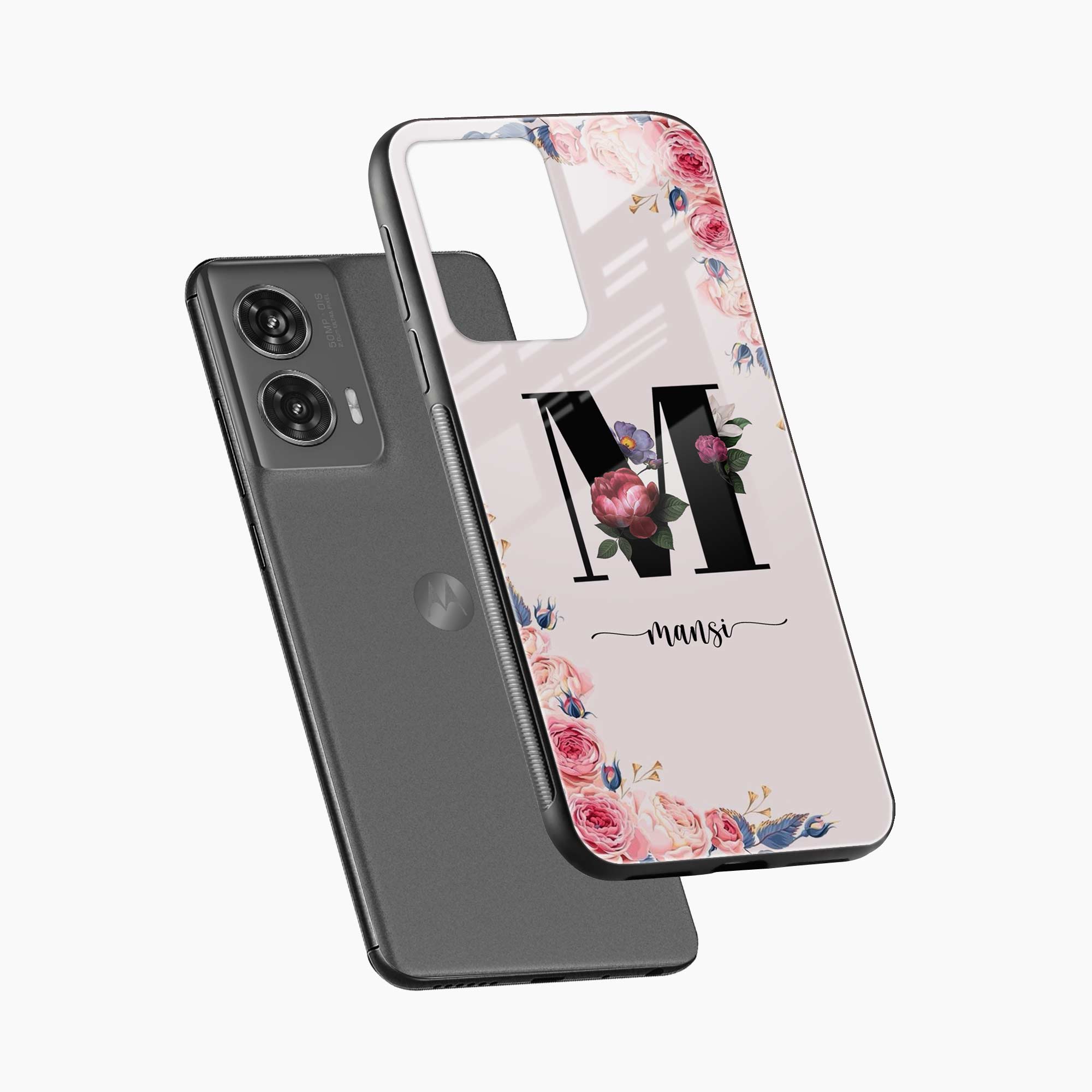 Floral Name Personalised Motorola G96 5G Back Cover