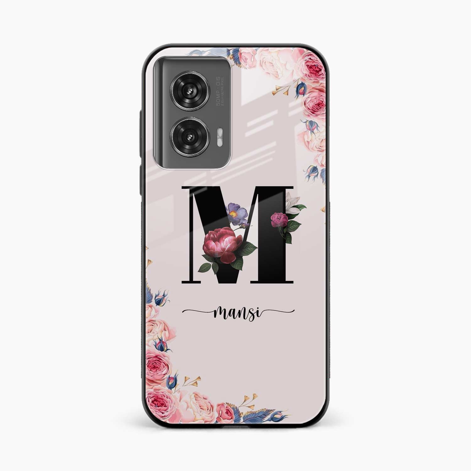 Floral Name Personalised Motorola G96 5G Back Cover