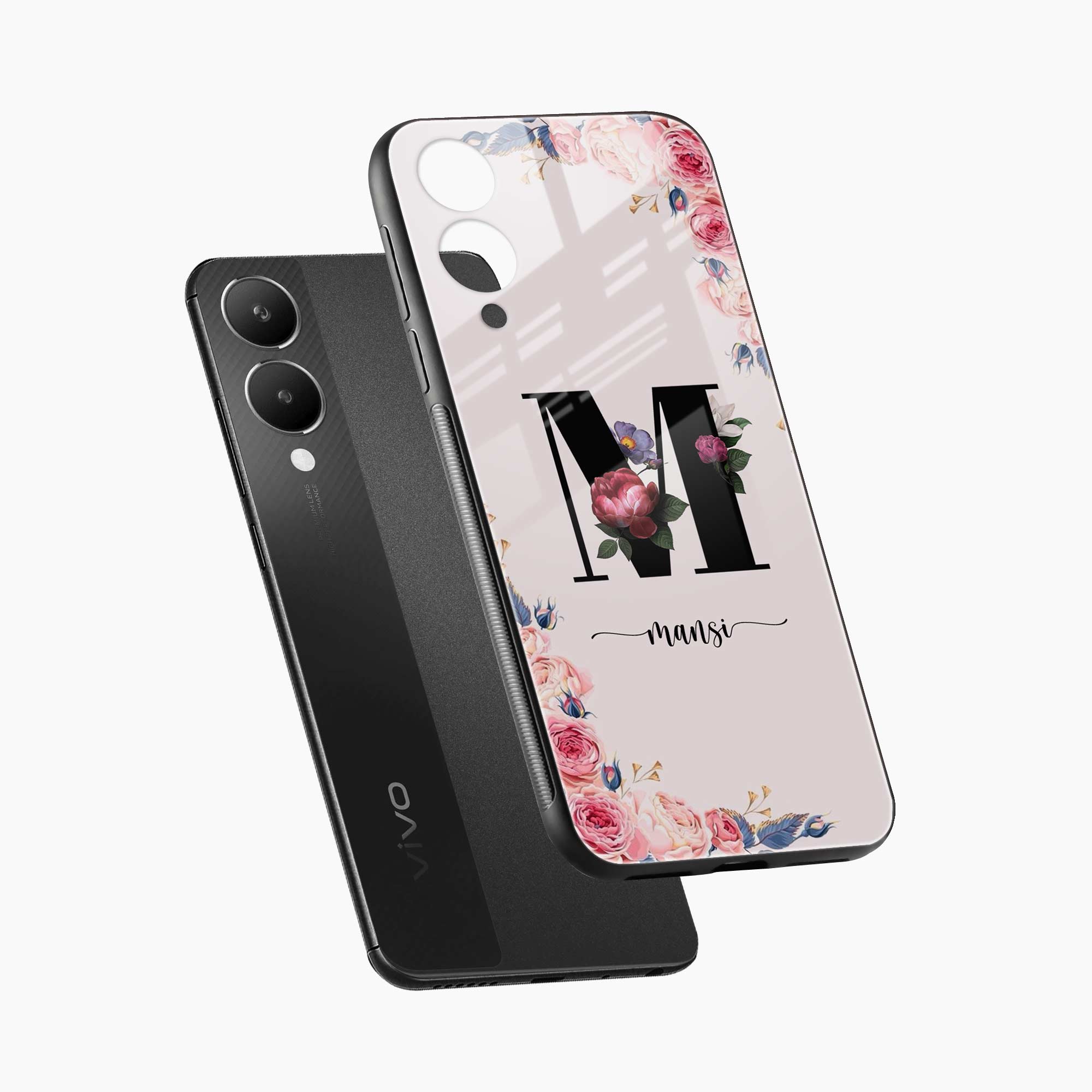 Floral Name Personalised Vivo Y28 5G Back Cover