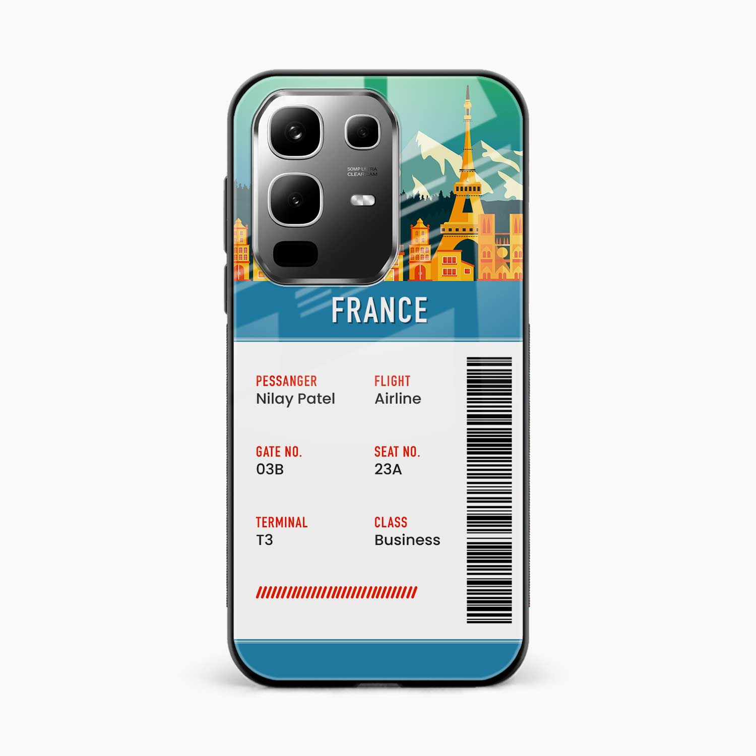 France Boarding Pass Infinix Note 50s 5G Plus Back Cover