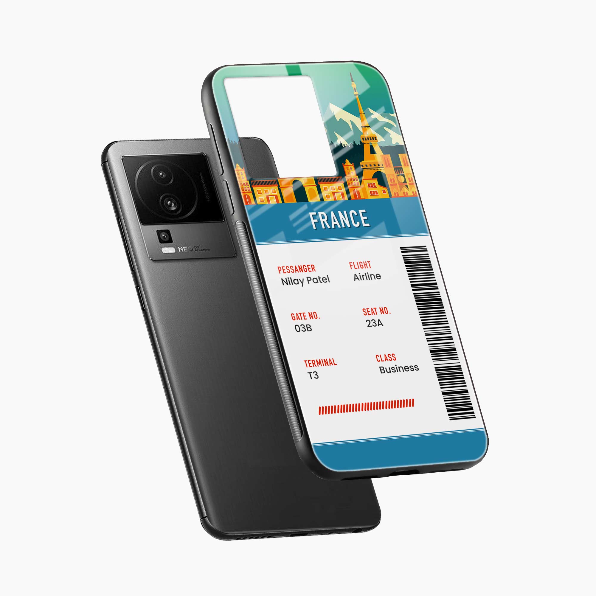 France Boarding Pass Iqoo Neo 7 Pro 5G Back Cover