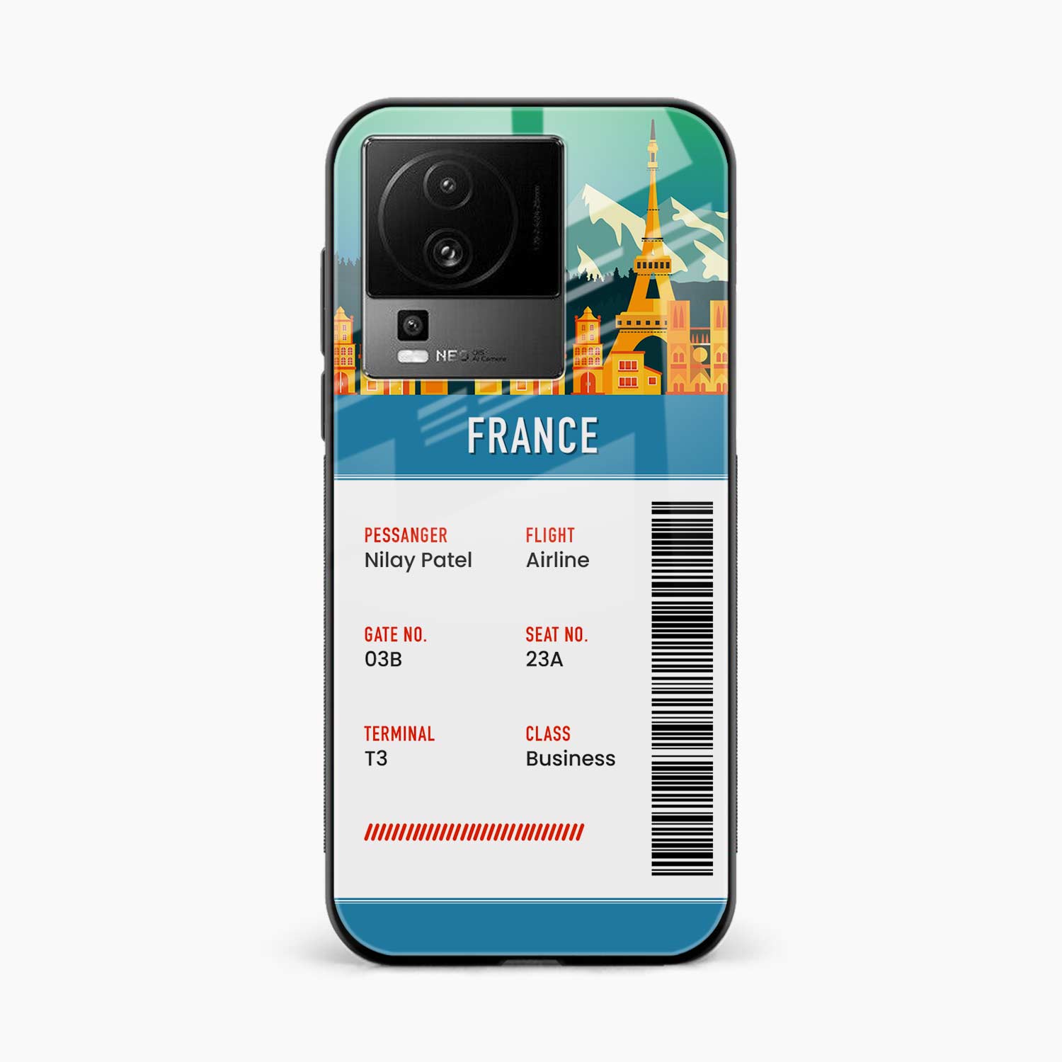 France Boarding Pass Iqoo Neo 7 Pro 5G Back Cover