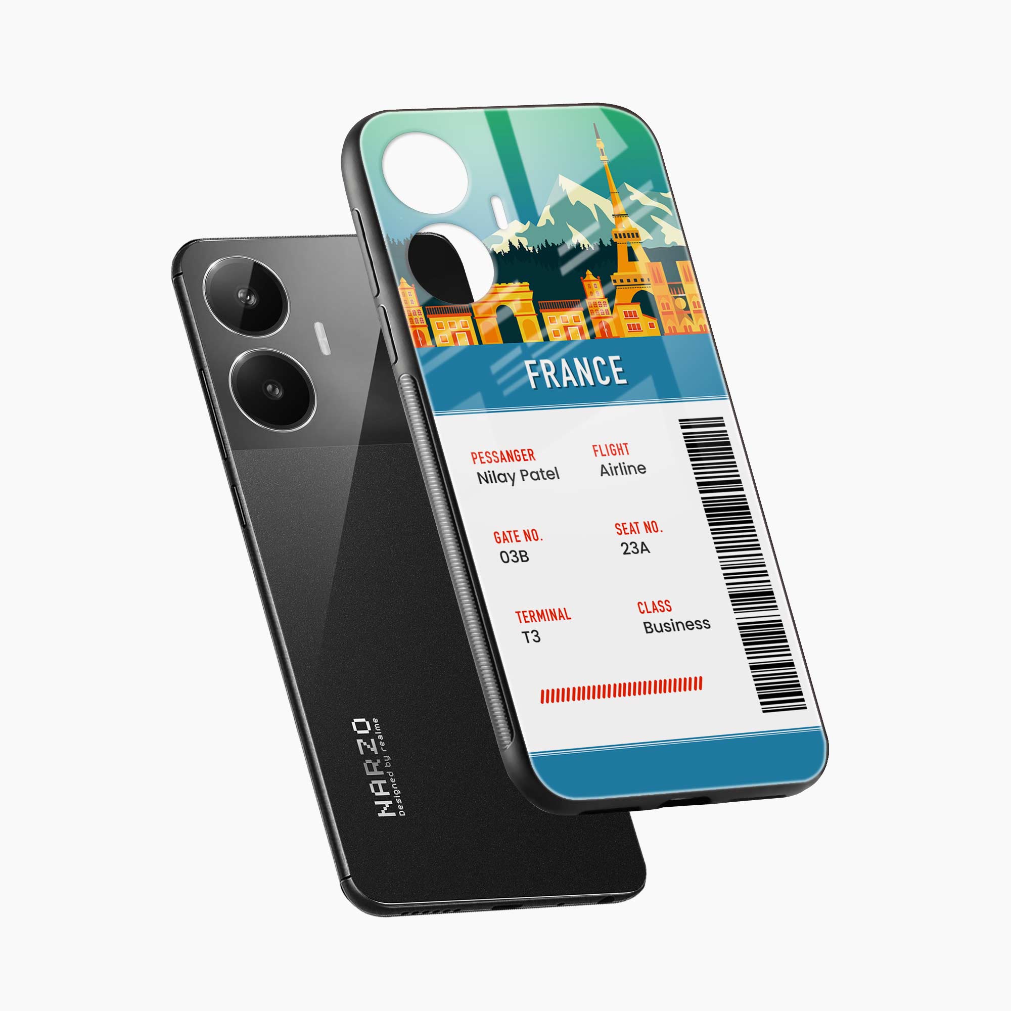 France Boarding Pass Realme Narzo N55 Back Cover