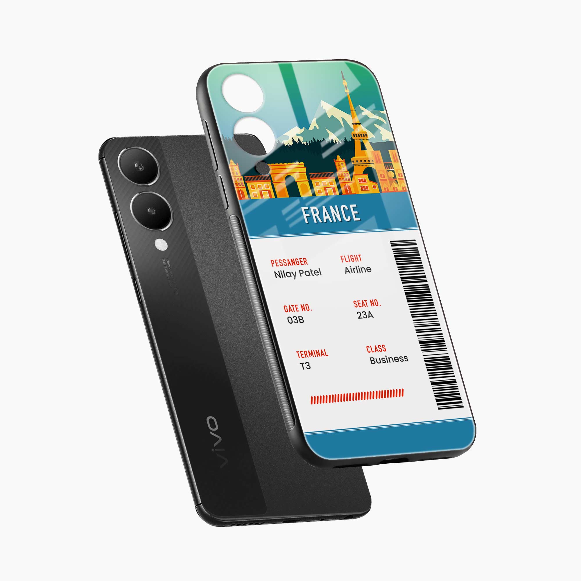 France Boarding Pass Vivo Y28 5G Back Cover