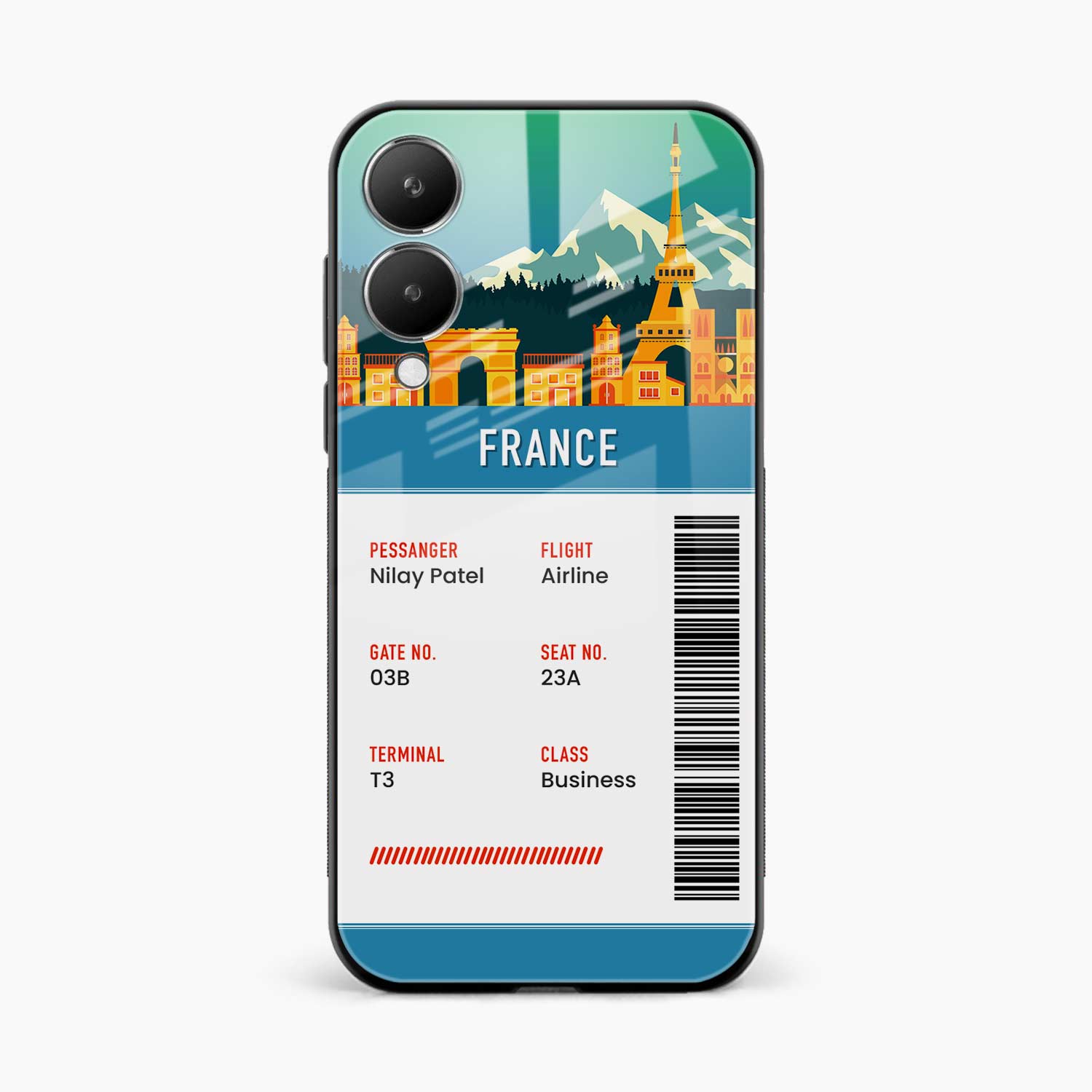 France Boarding Pass Vivo Y28 5G Back Cover