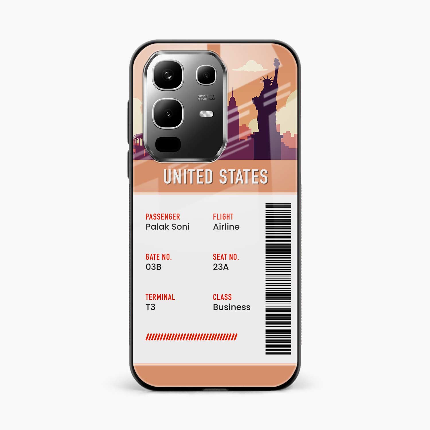 United States Boarding Pass Infinix Note 50s 5G Plus Back Cover