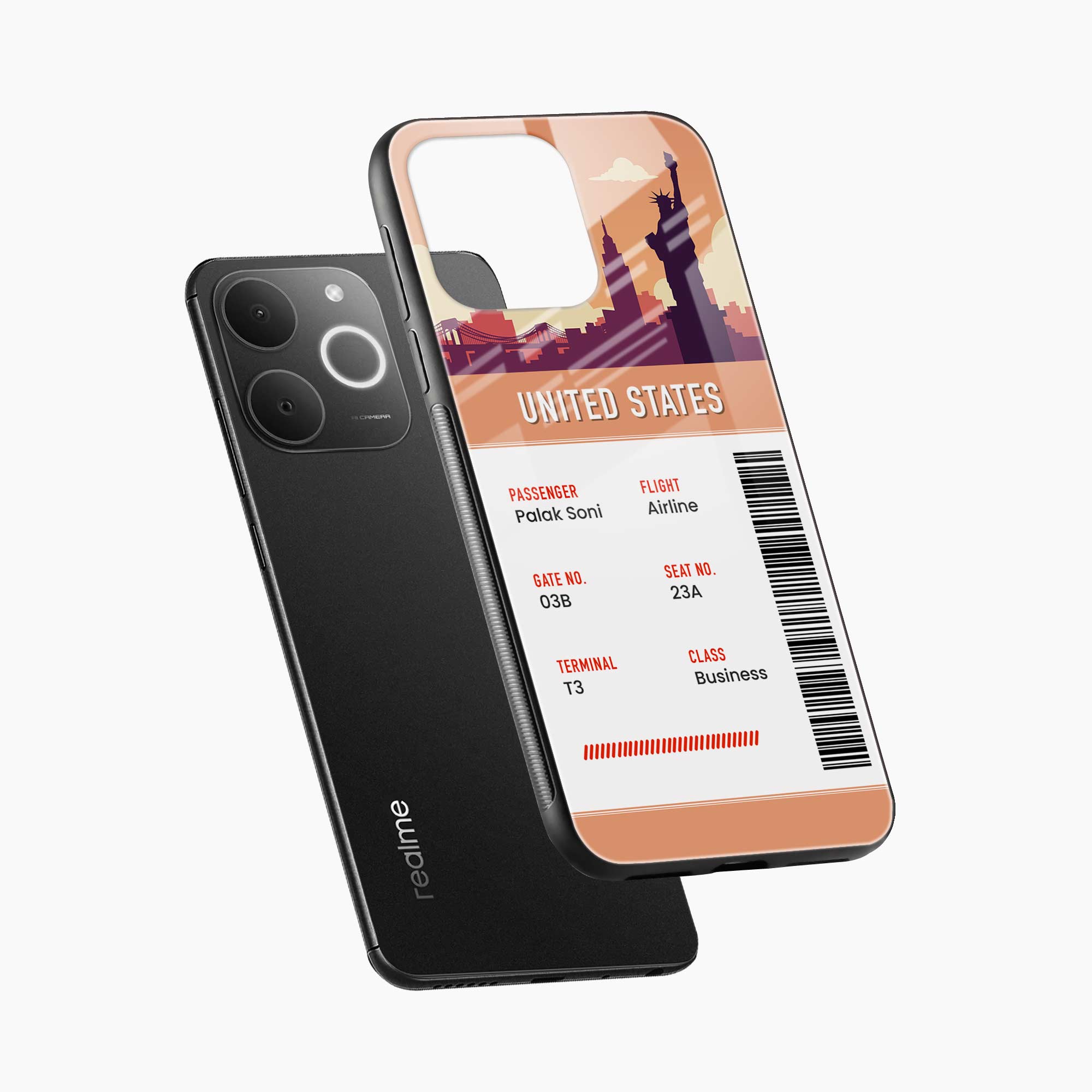 United States Boarding Pass Realme Narzo 80 Lite 4G Back Cover